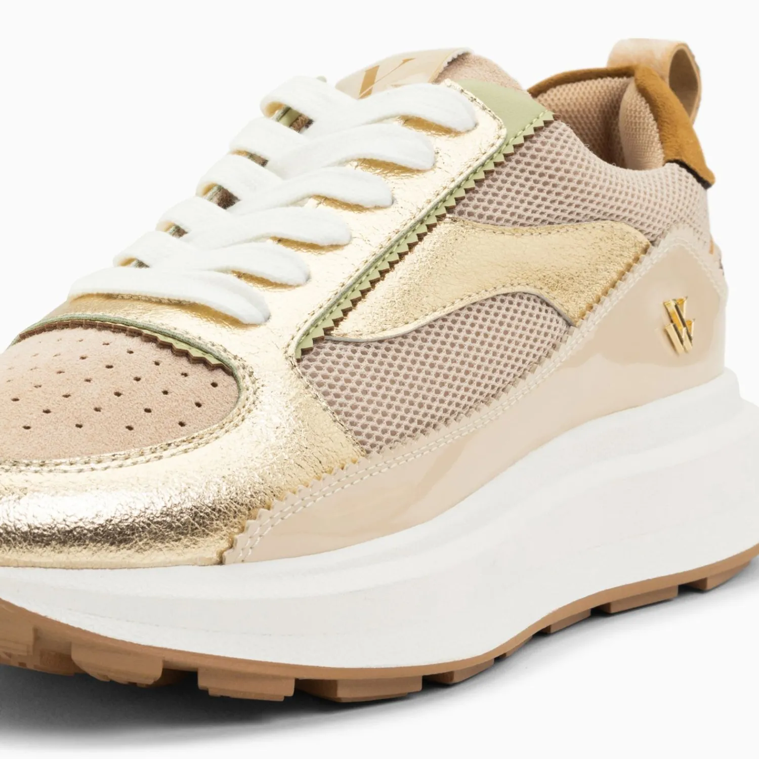 Vanessa Wu Sneakers>Baskets Emma Or Et Beige A Semelle Oversize
