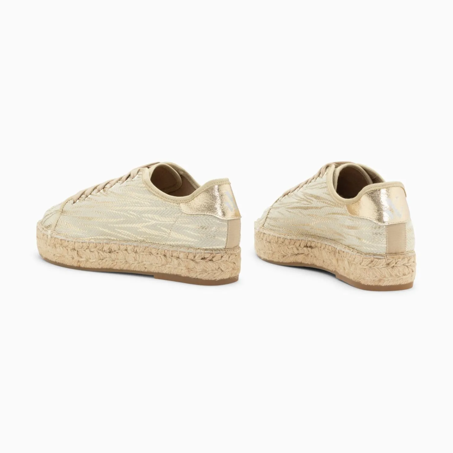 Vanessa Wu Sneakers>Baskets Espadrilles Kourtney Or Imprime Zebre A Lacets