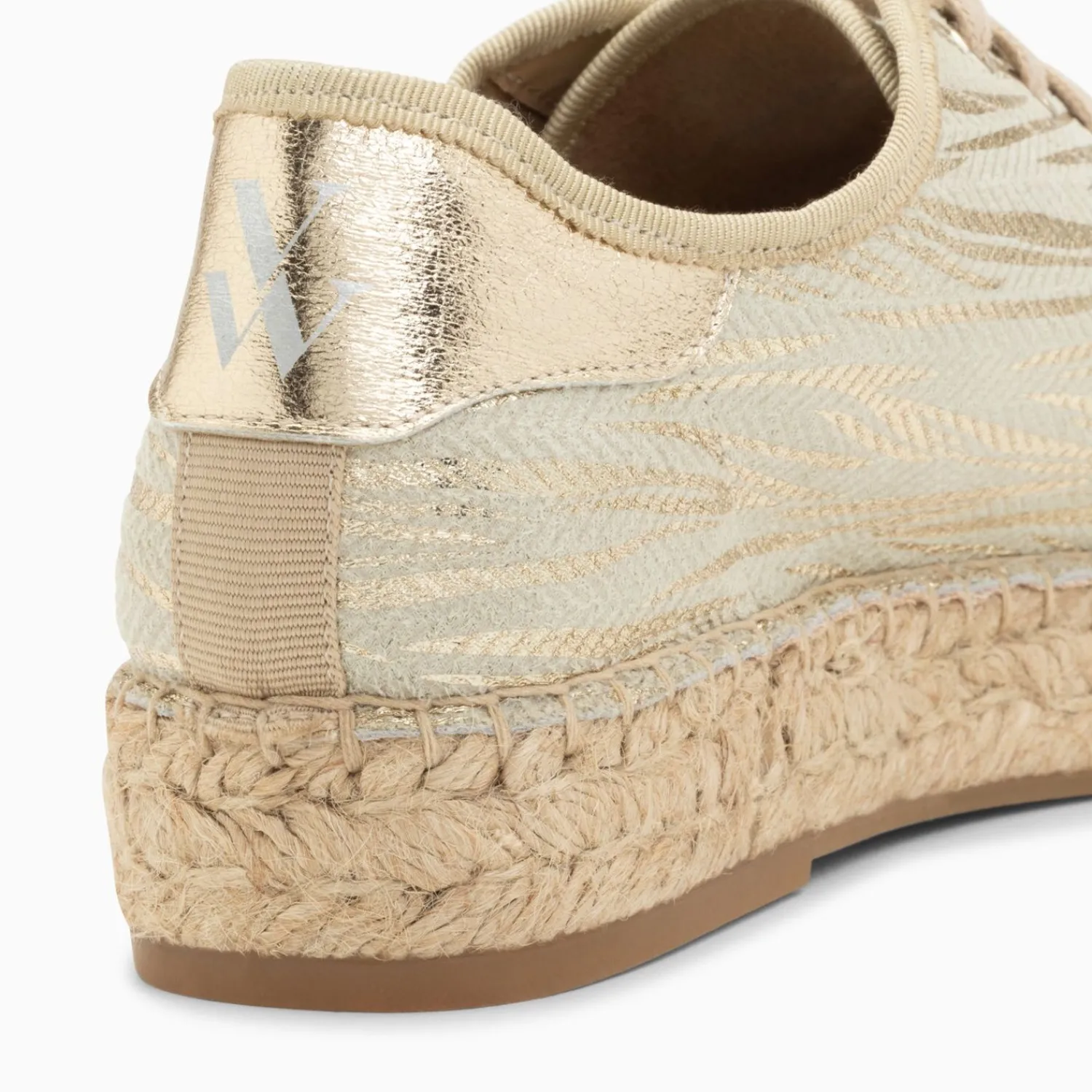 Vanessa Wu Sneakers>Baskets Espadrilles Kourtney Or Imprime Zebre A Lacets