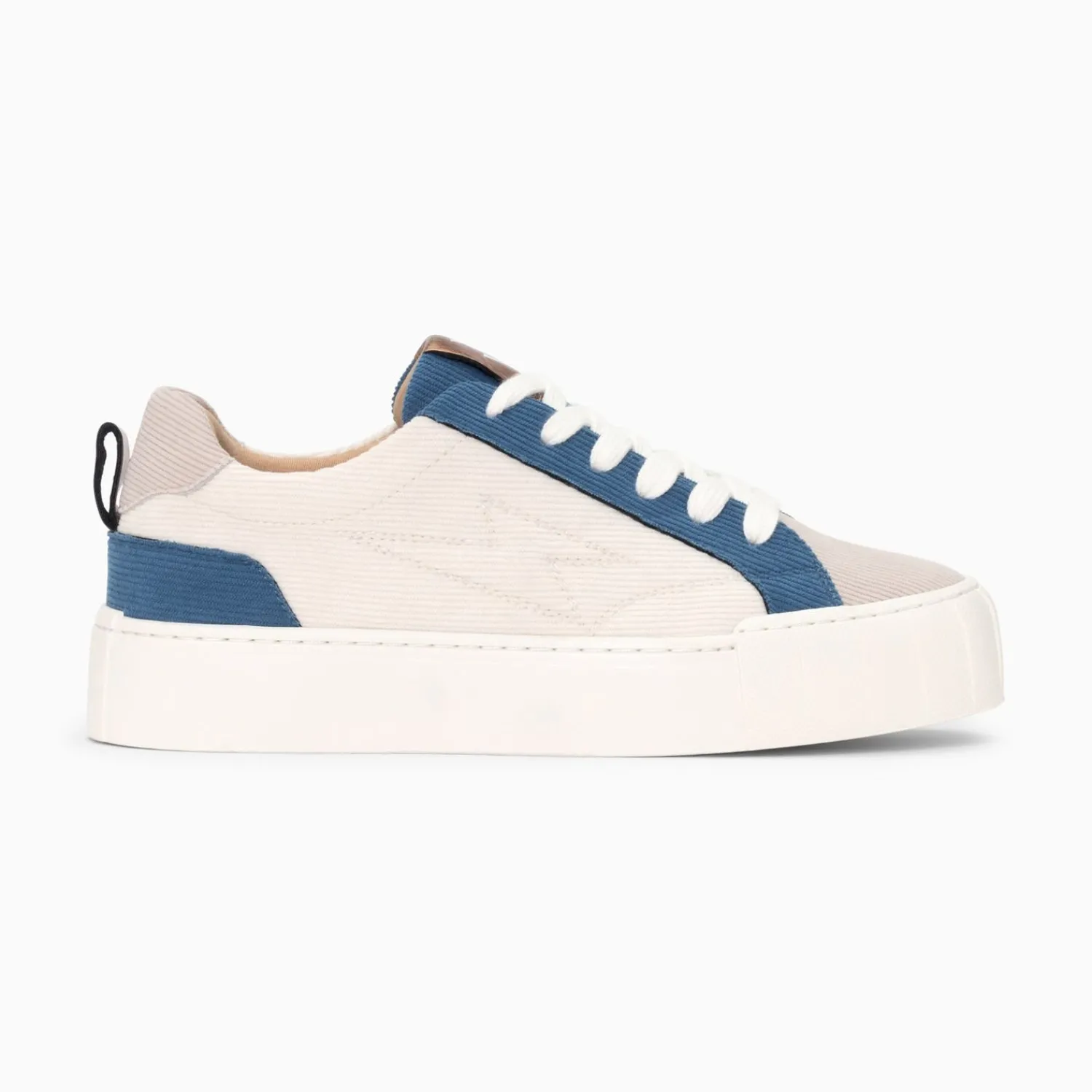 Vanessa Wu Sneakers>Baskets Fara Cotelees Beige Et Bleu A Lacets