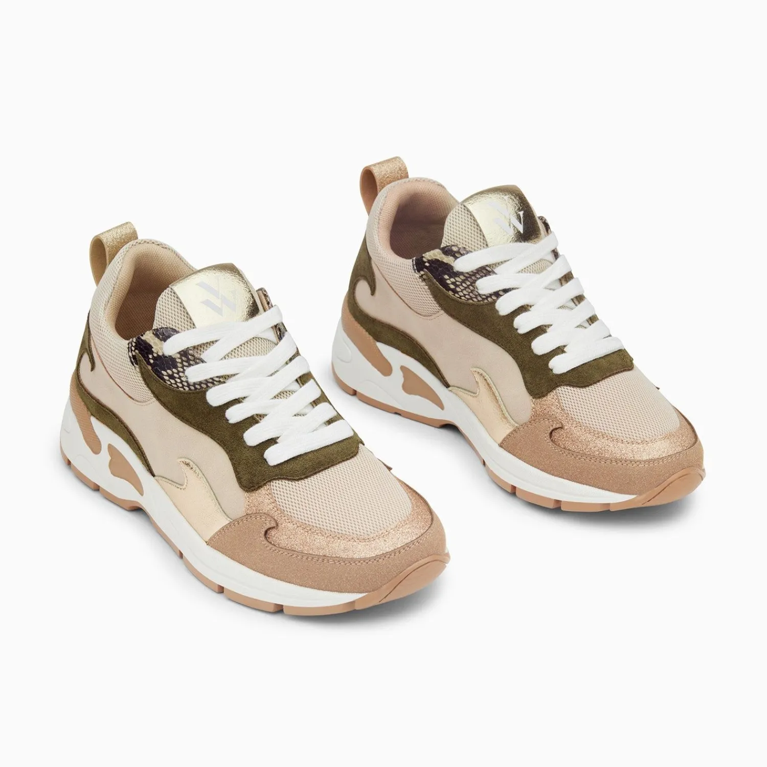 Vanessa Wu Sneakers>Baskets Flamme Arya Beige Et Kaki