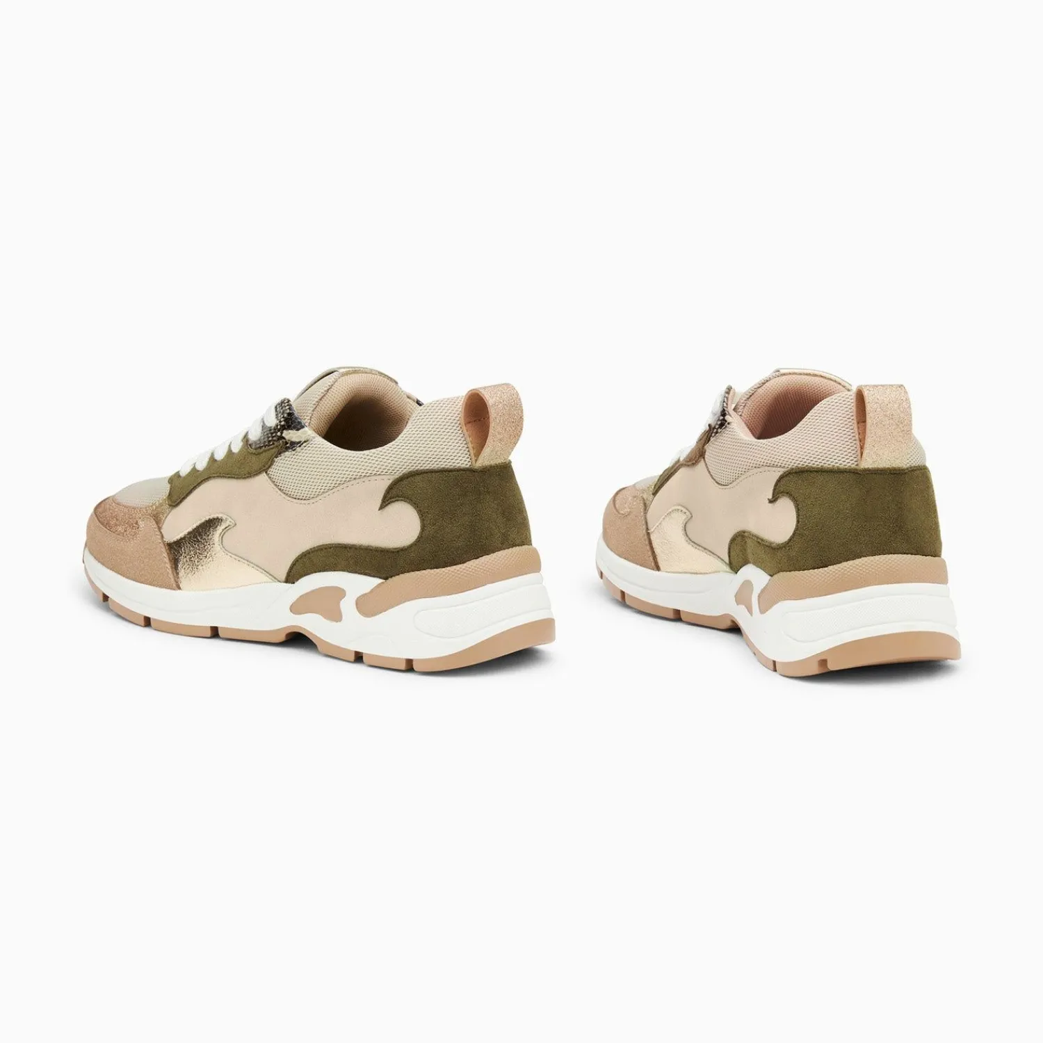 Vanessa Wu Sneakers>Baskets Flamme Arya Beige Et Kaki