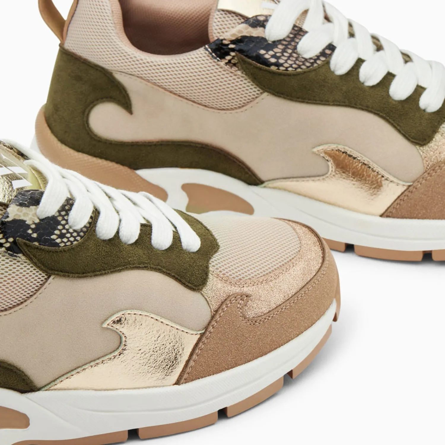 Vanessa Wu Sneakers>Baskets Flamme Arya Beige Et Kaki