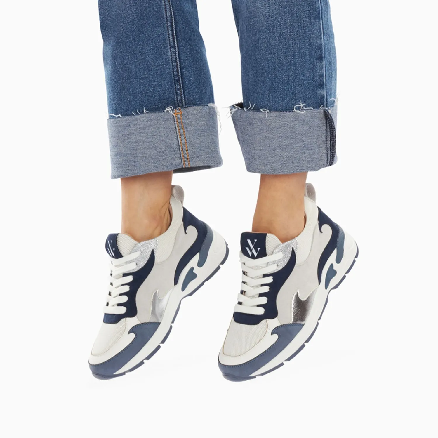 Vanessa Wu Sneakers>Baskets Flamme Arya Gris Et Bleu