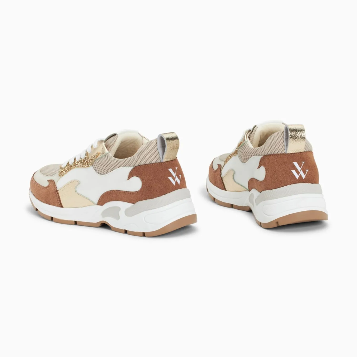 Vanessa Wu Sneakers>Baskets Flamme Juliette Blanc Et Camel