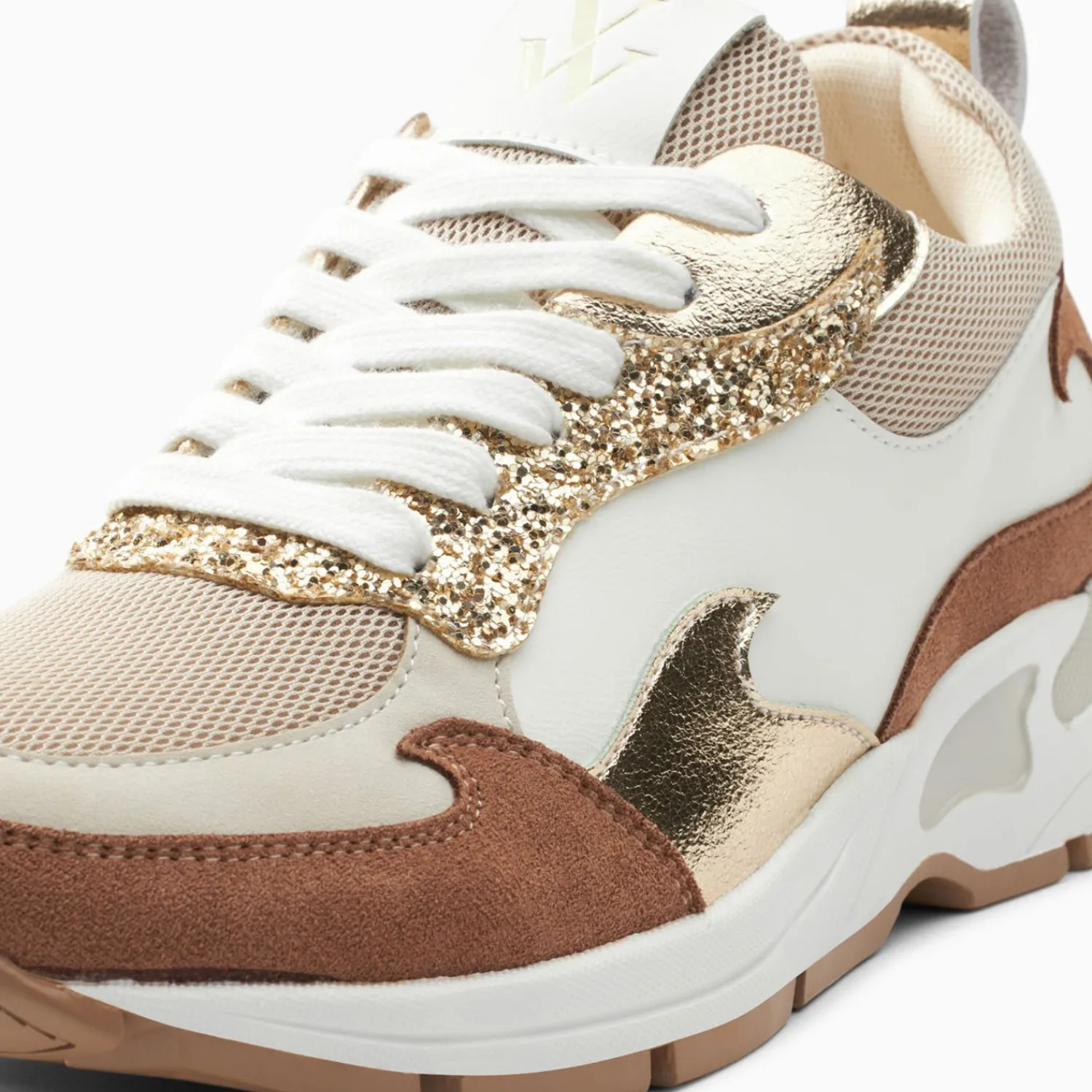 Vanessa Wu Sneakers>Baskets Flamme Juliette Blanc Et Camel