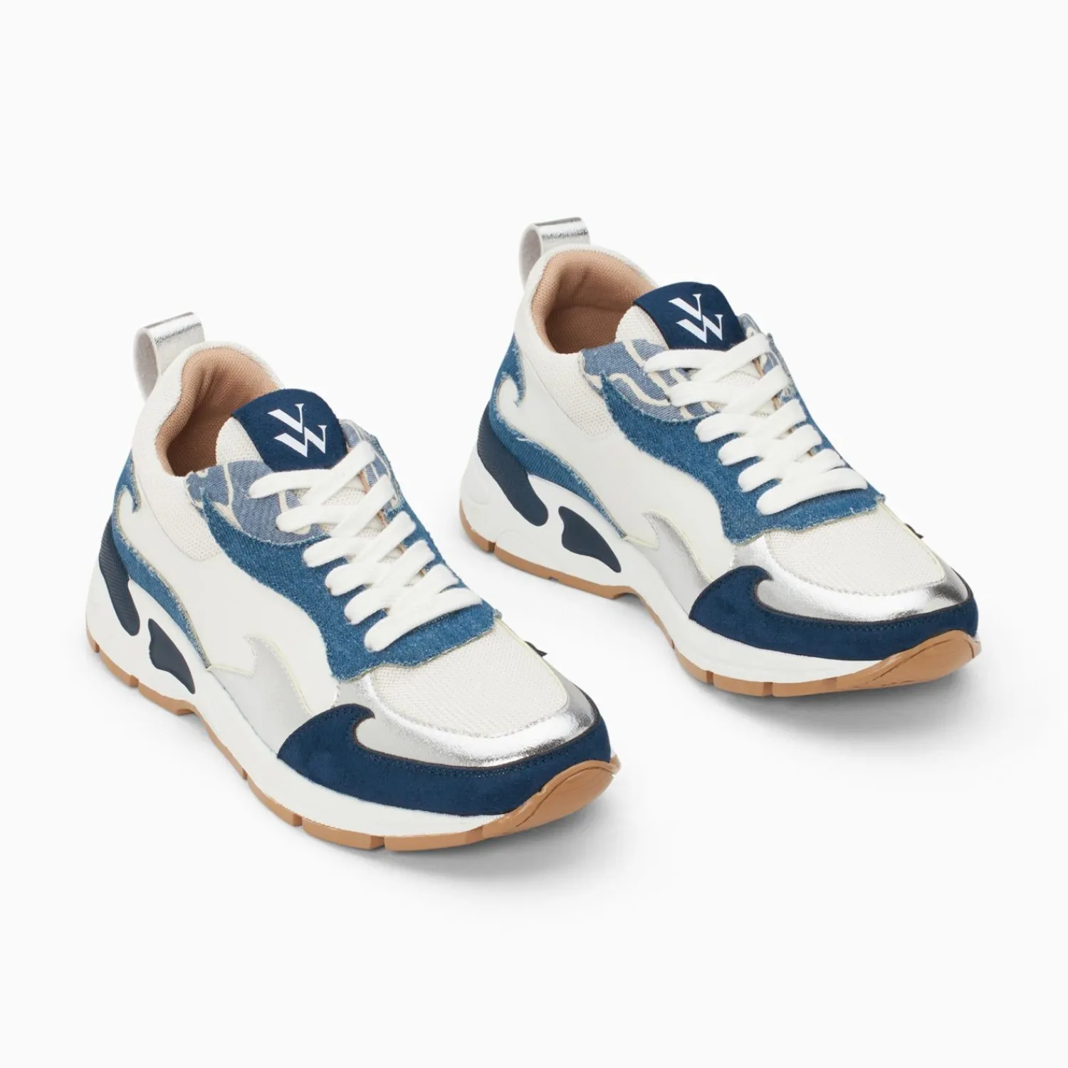 Vanessa Wu Sneakers>Baskets Flamme Juliette Blanc Et Denim