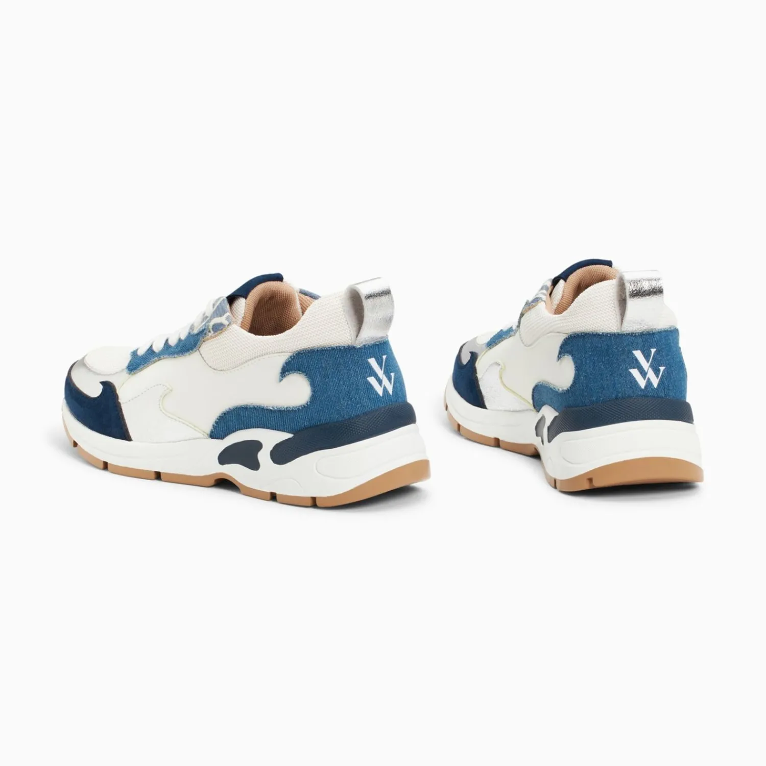 Vanessa Wu Sneakers>Baskets Flamme Juliette Blanc Et Denim