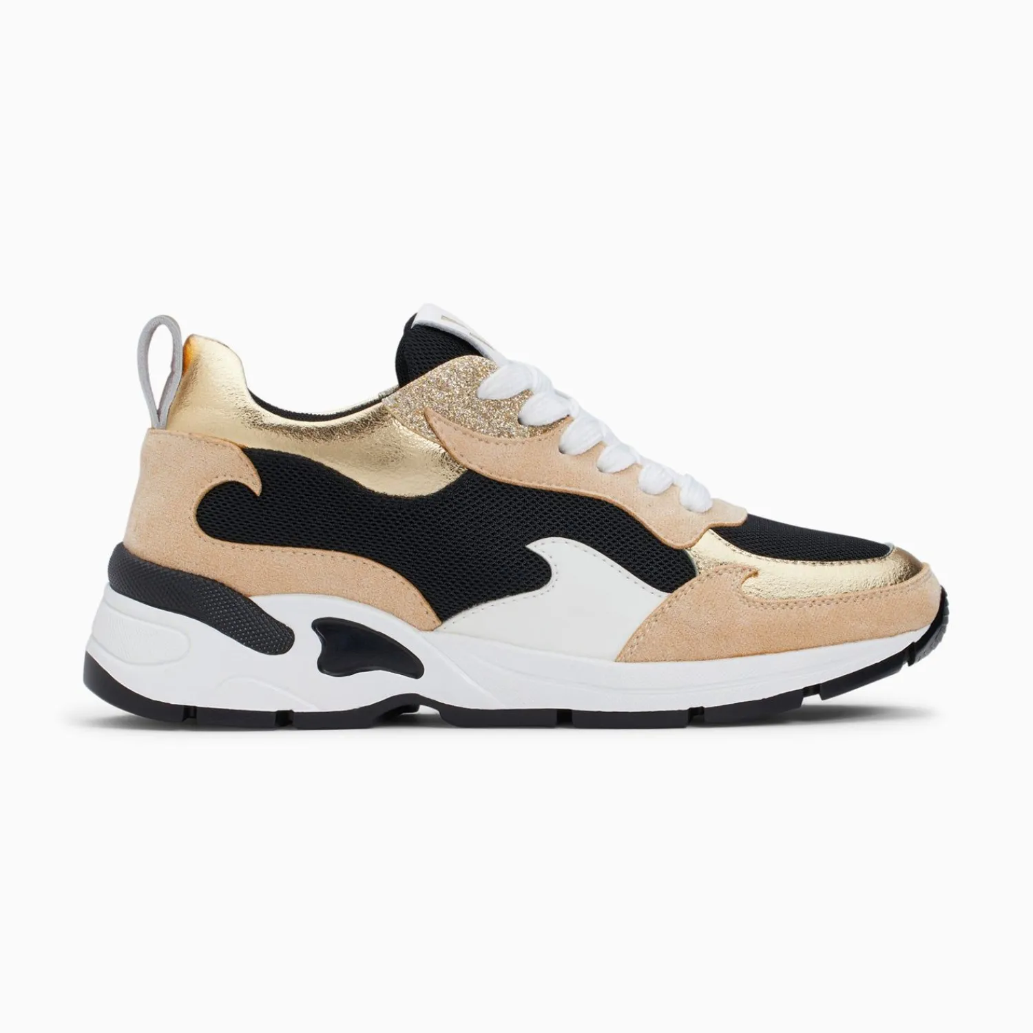 Vanessa Wu Sneakers>Baskets Flamme Juliette Noir Et Beige
