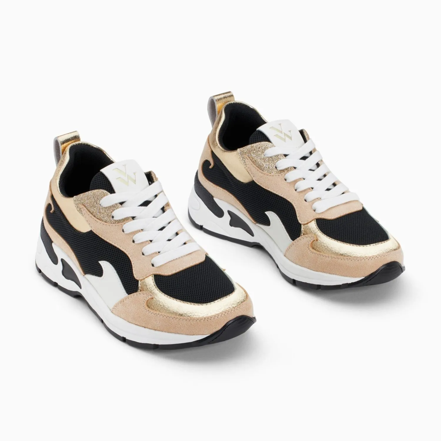 Vanessa Wu Sneakers>Baskets Flamme Juliette Noir Et Beige