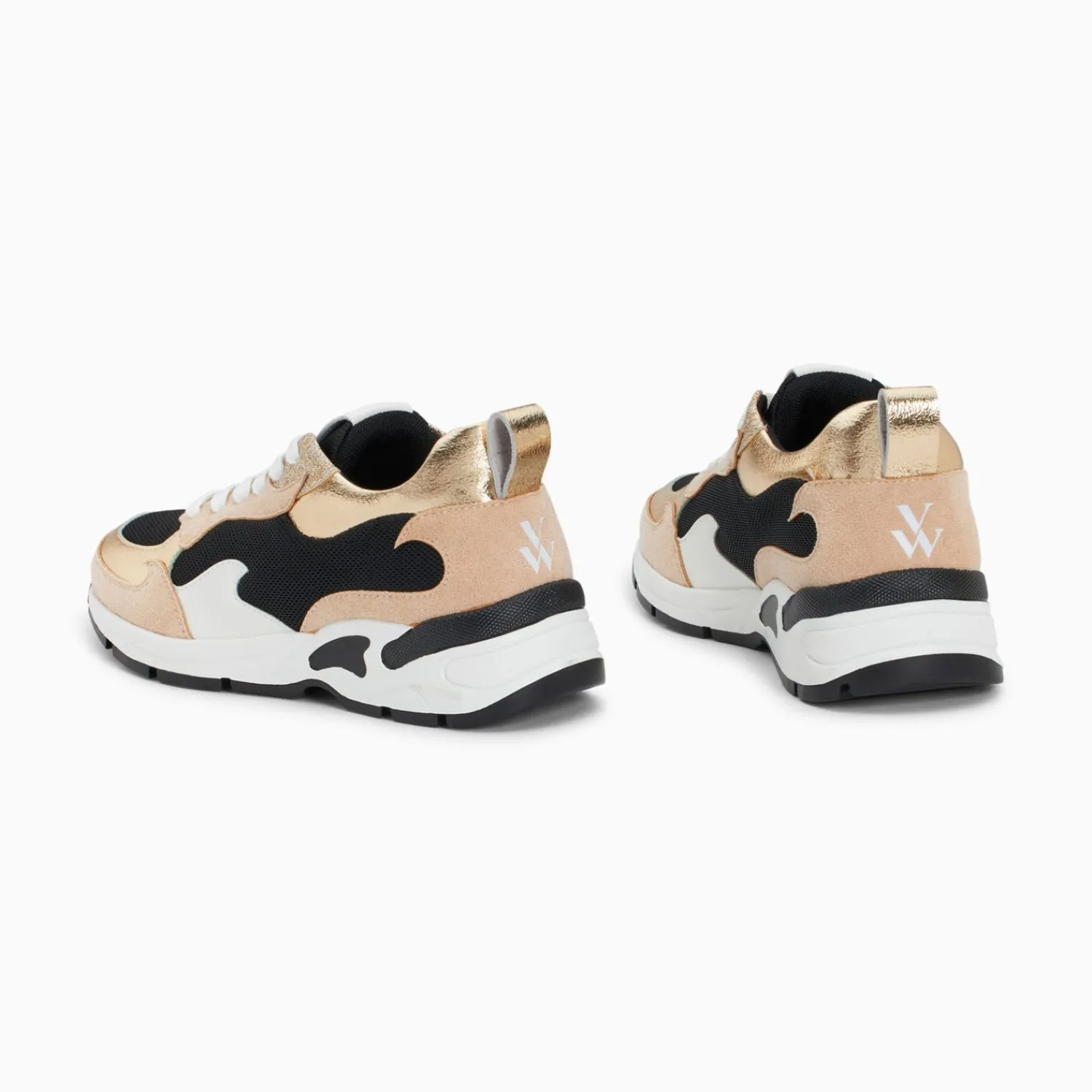 Vanessa Wu Sneakers>Baskets Flamme Juliette Noir Et Beige
