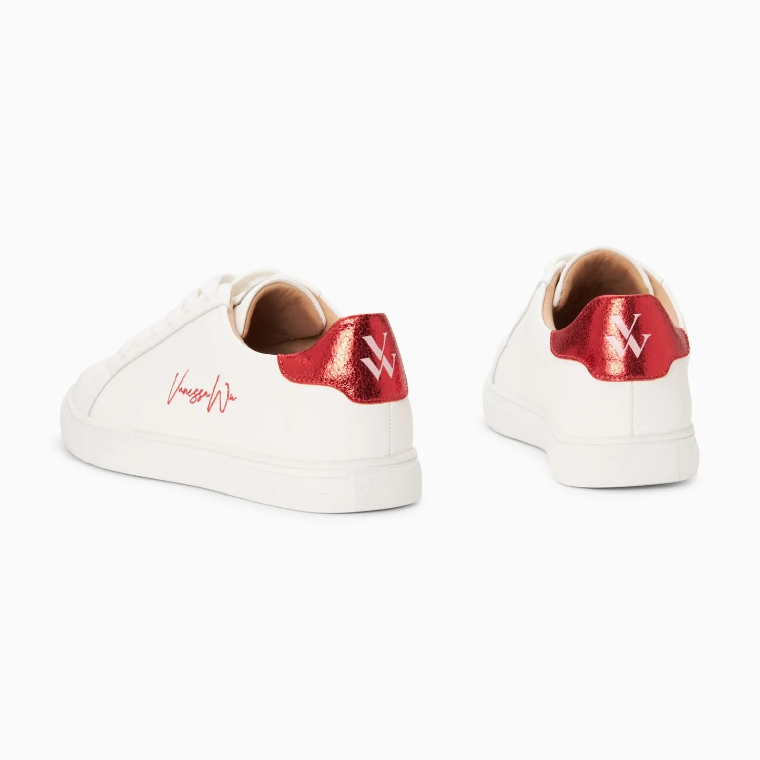 Vanessa Wu Sneakers>Baskets Isabella Blanc Et Rouge A Lacets