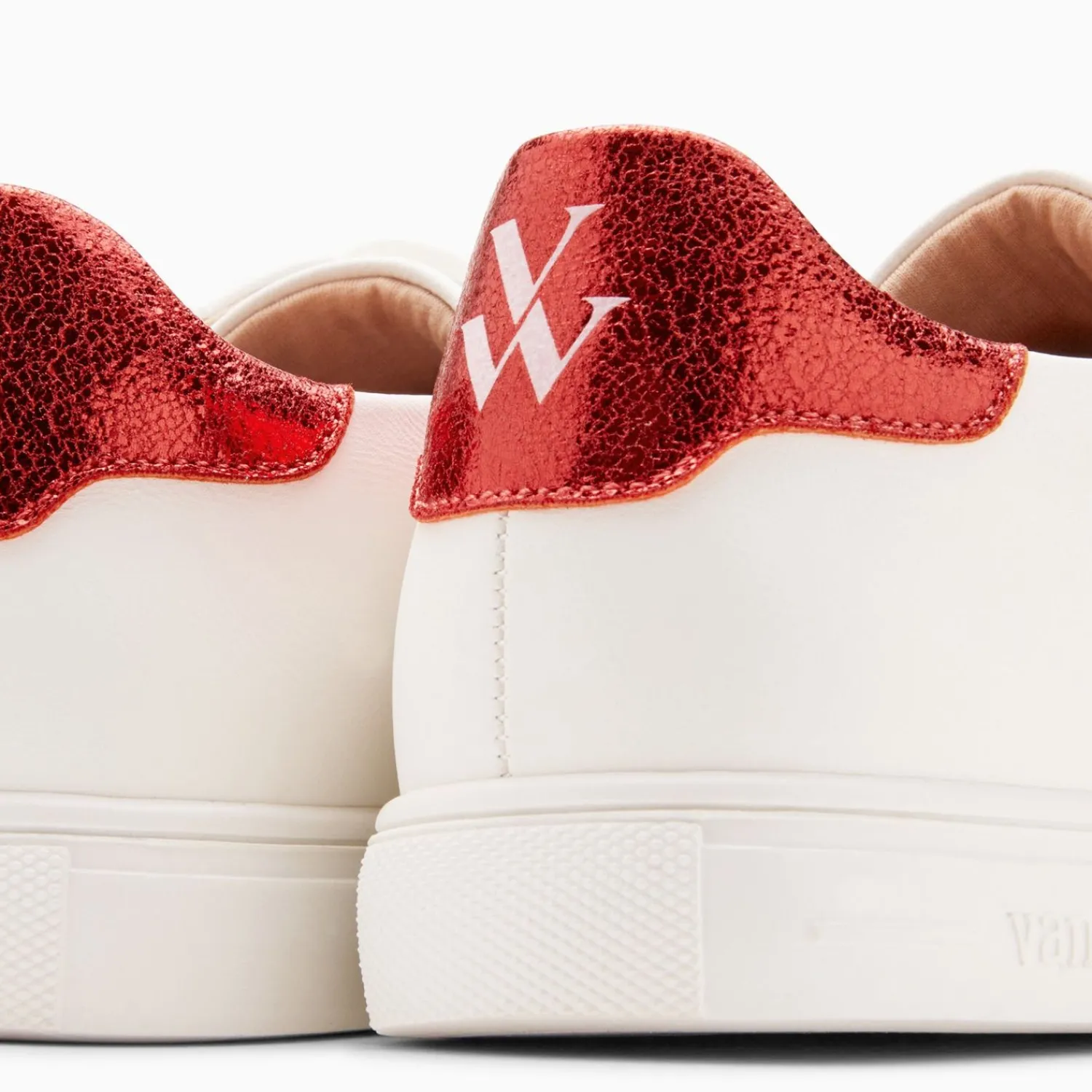 Vanessa Wu Sneakers>Baskets Isabella Blanc Et Rouge A Lacets