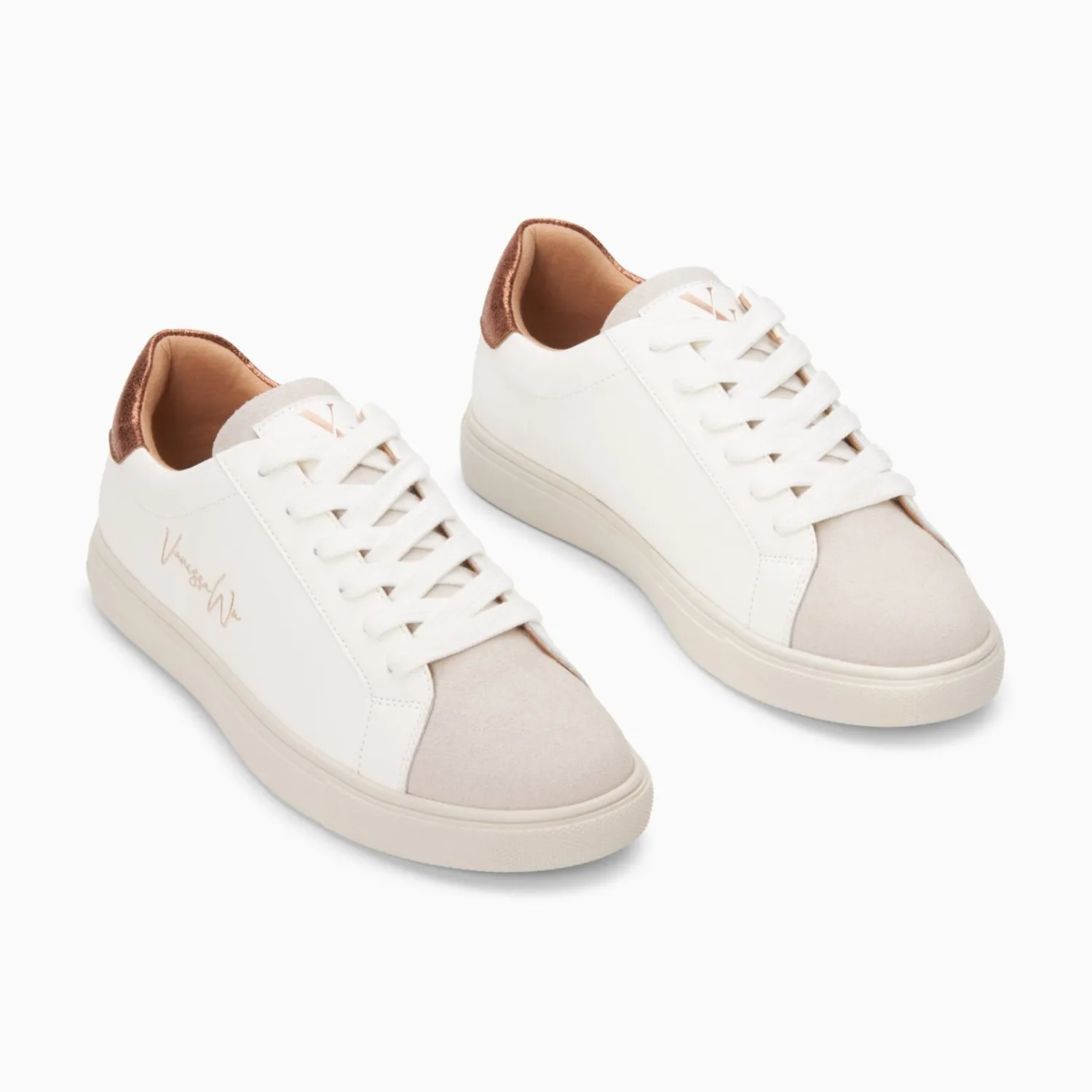 Vanessa Wu Sneakers>Baskets Isabella Blanc Et Bronze A Lacets