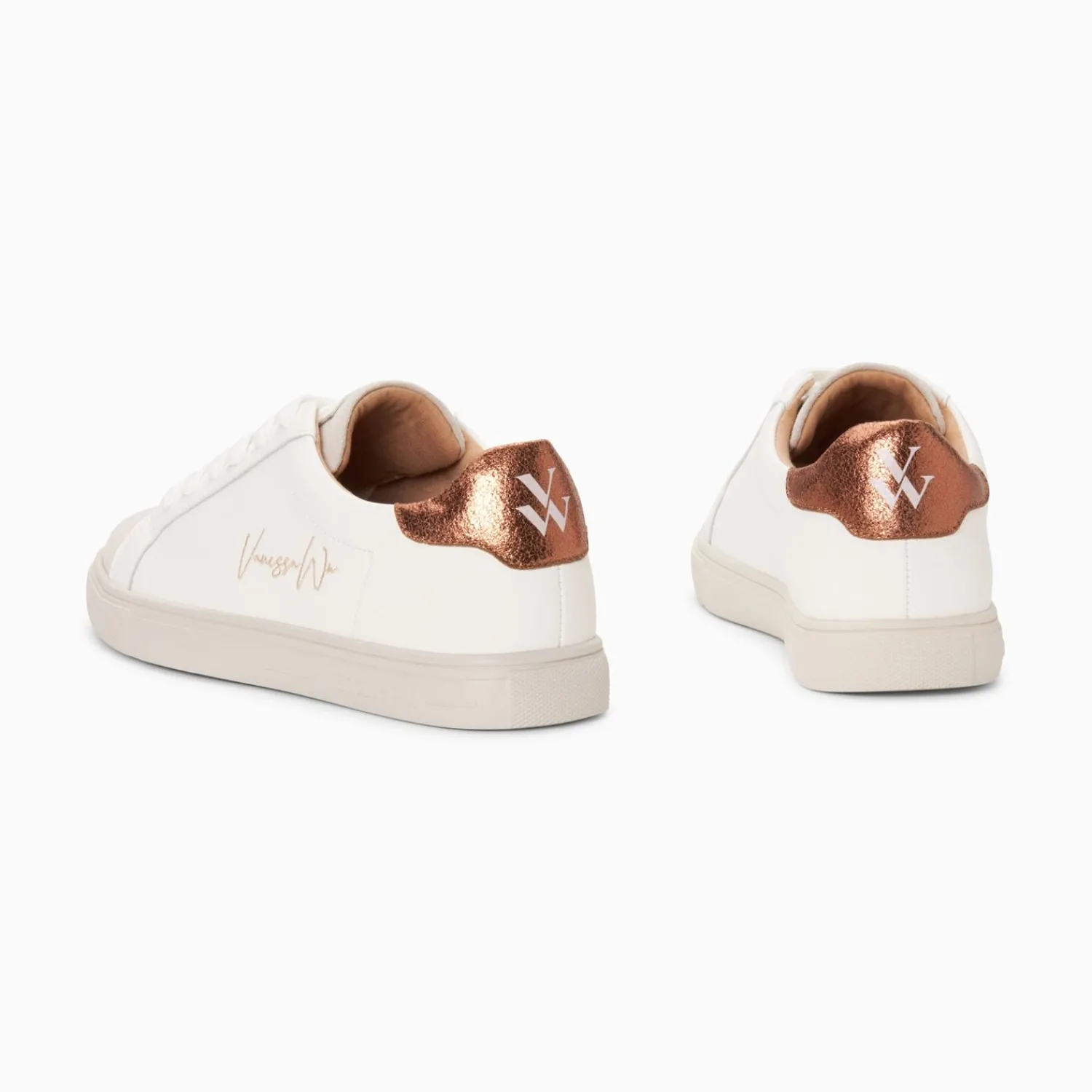 Vanessa Wu Sneakers>Baskets Isabella Blanc Et Bronze A Lacets