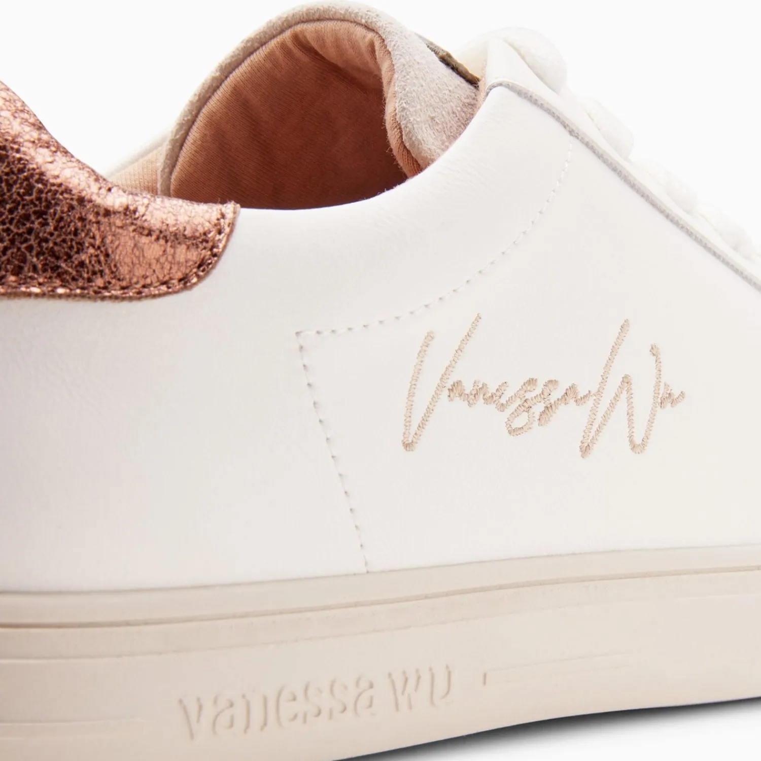 Vanessa Wu Sneakers>Baskets Isabella Blanc Et Bronze A Lacets