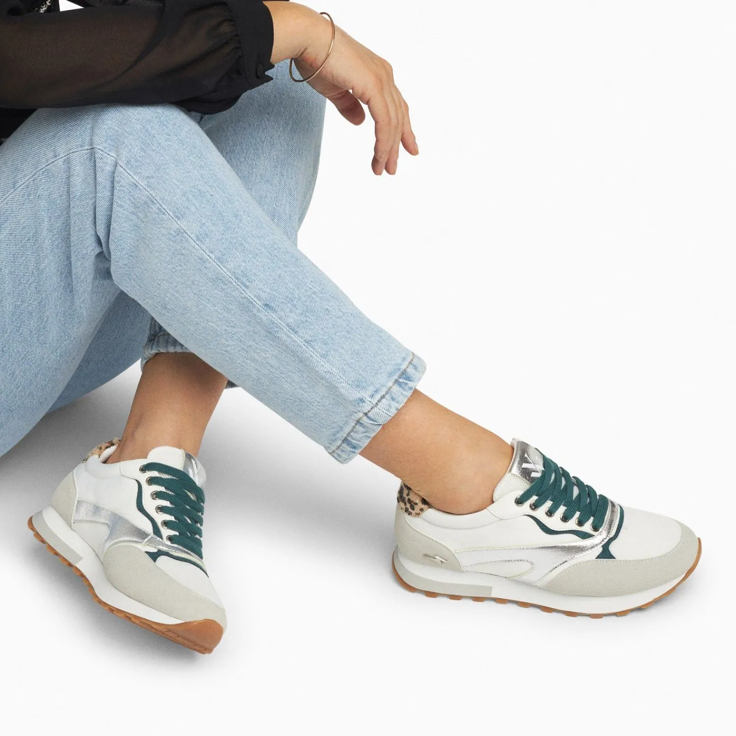Vanessa Wu Sneakers>Baskets Jade Argent Et Vert A Semelle Running