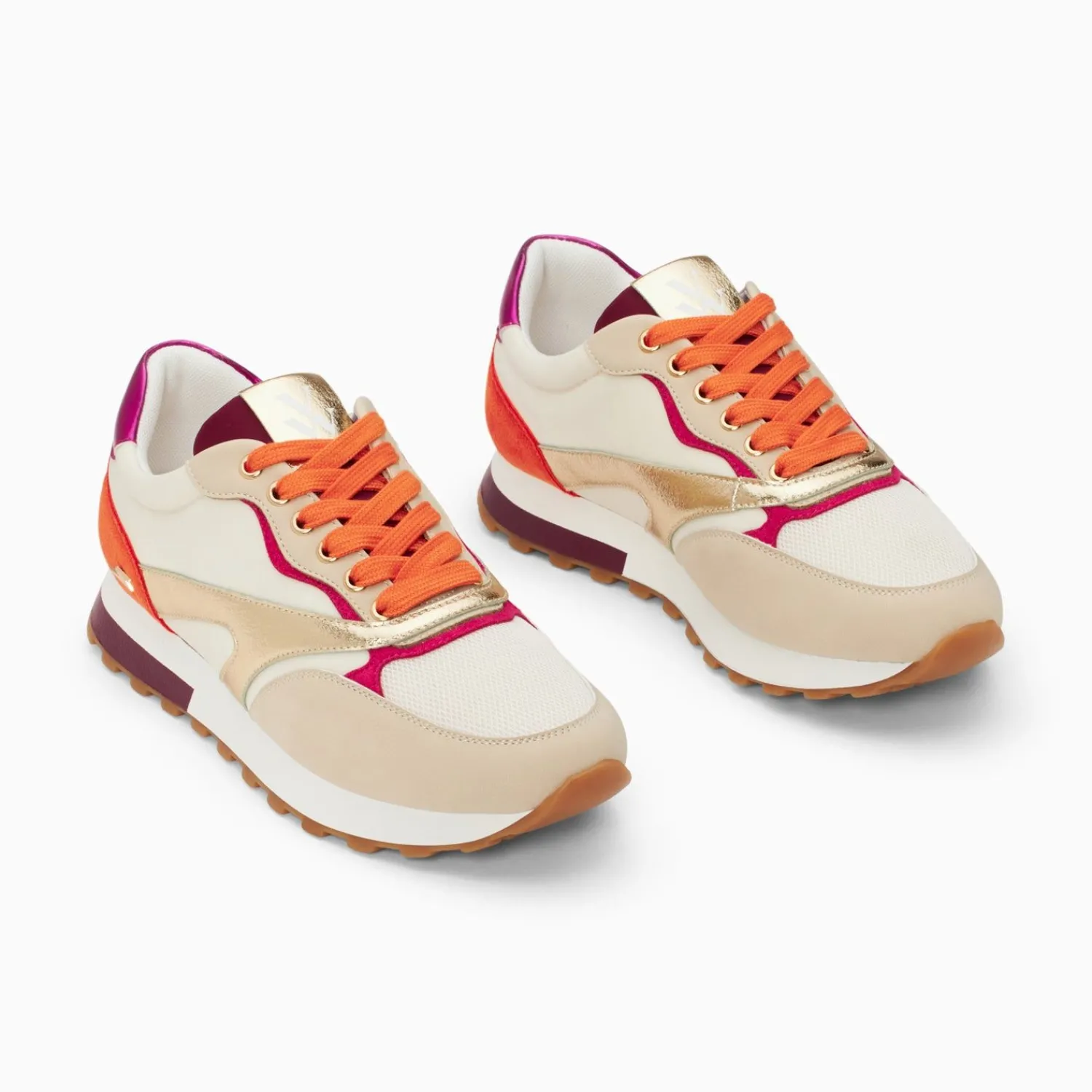 Vanessa Wu Sneakers>Baskets Jade Or Et Orange A Semelle Running