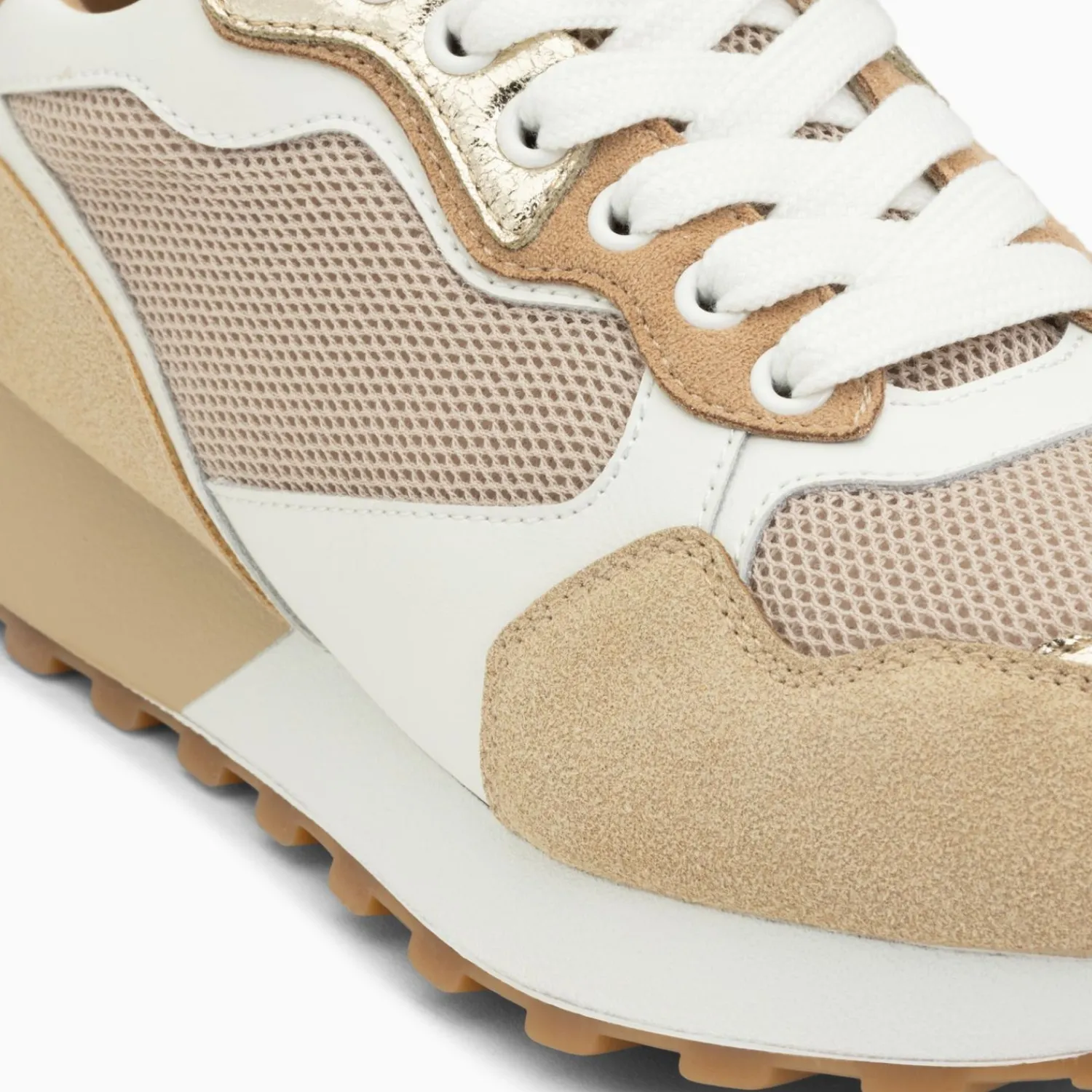 Vanessa Wu Sneakers>Baskets Margaux Beige Et Or A Semelle Running