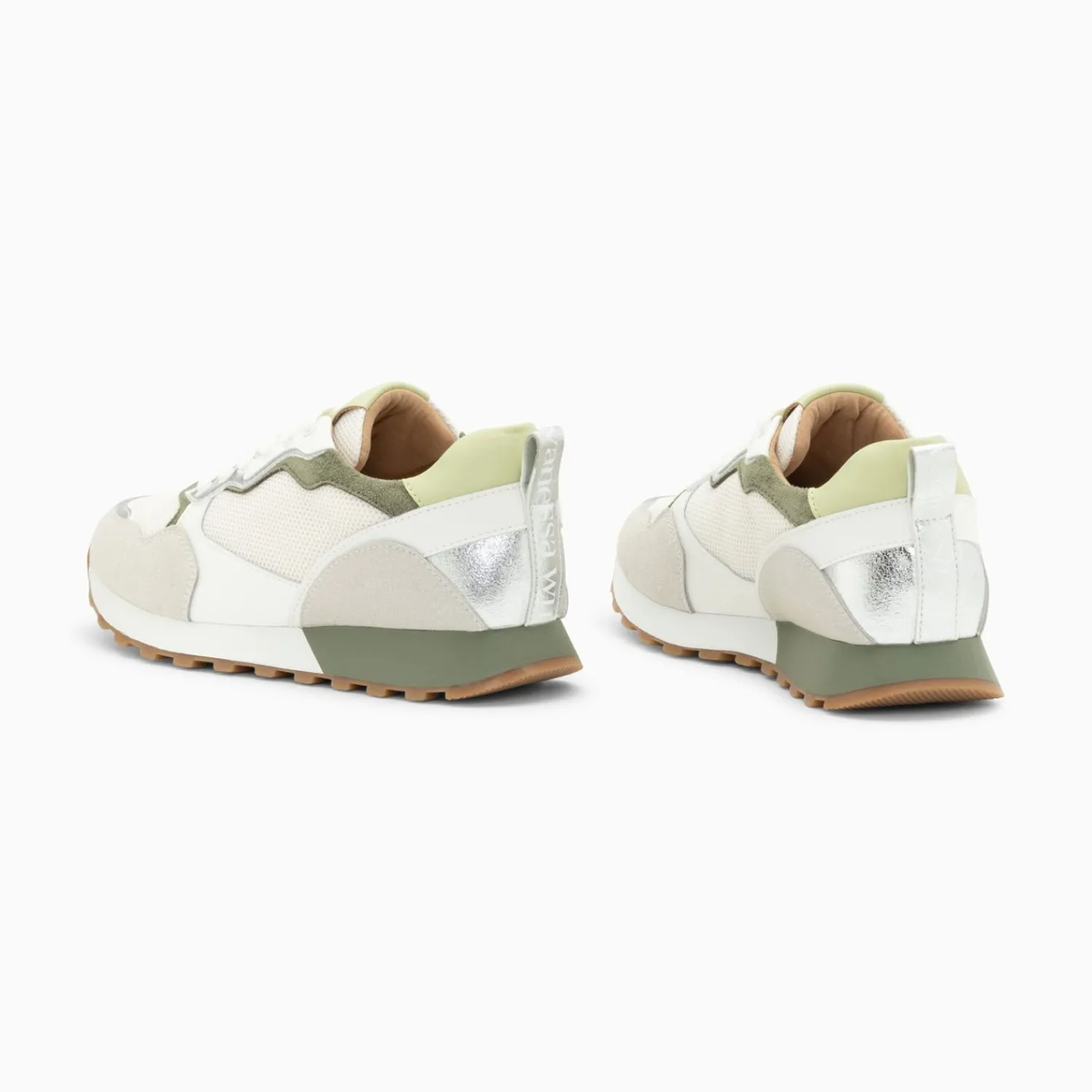 Vanessa Wu Sneakers>Baskets Margaux Gris Et Vert A Semelle Running