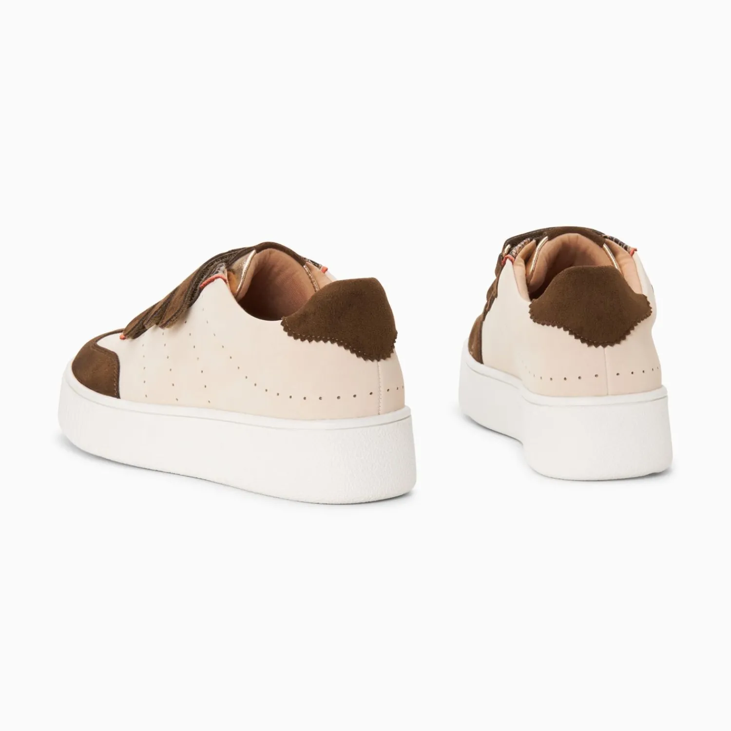 Vanessa Wu Sneakers>Baskets Marie Beige Et Kaki A Scratchs
