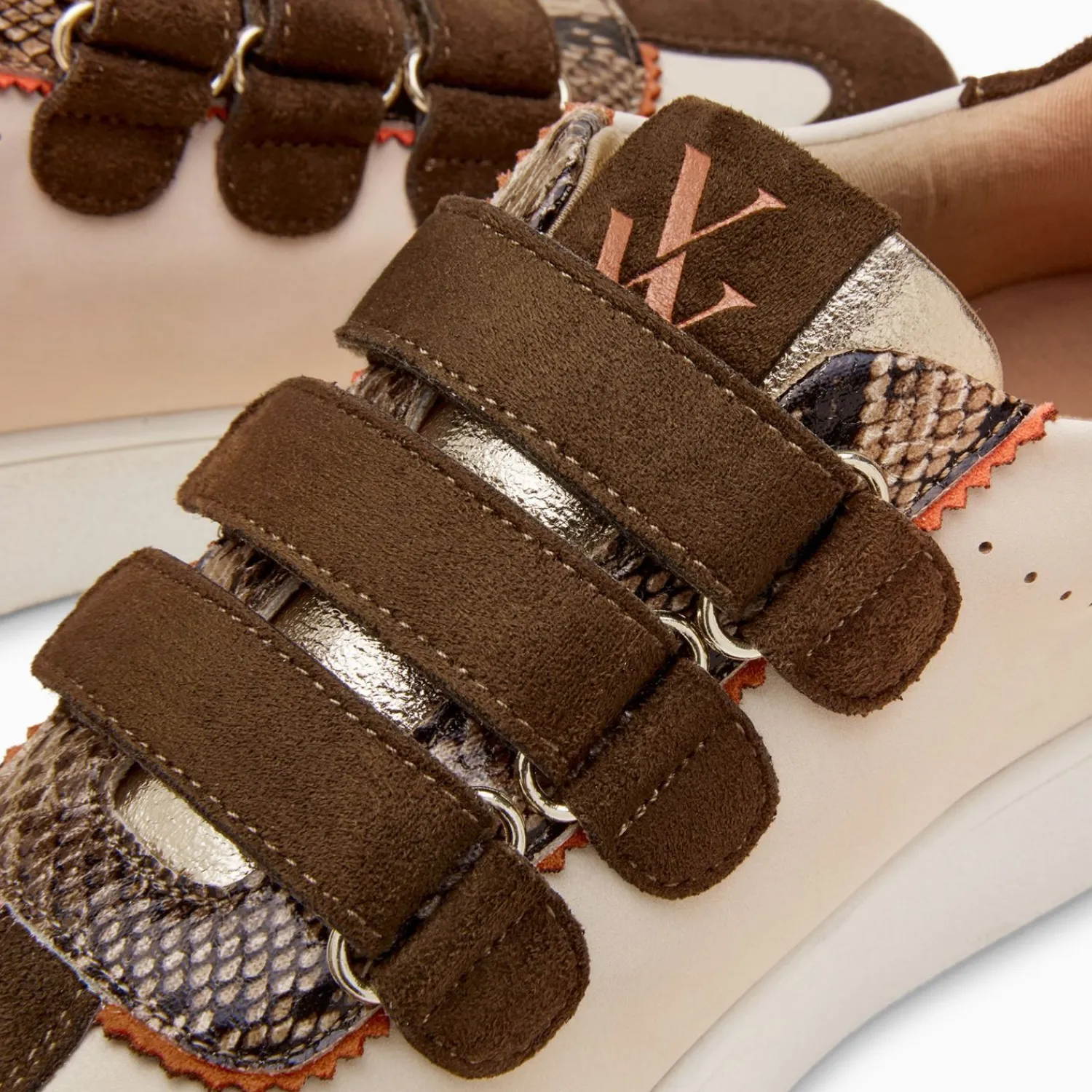 Vanessa Wu Sneakers>Baskets Marie Beige Et Kaki A Scratchs