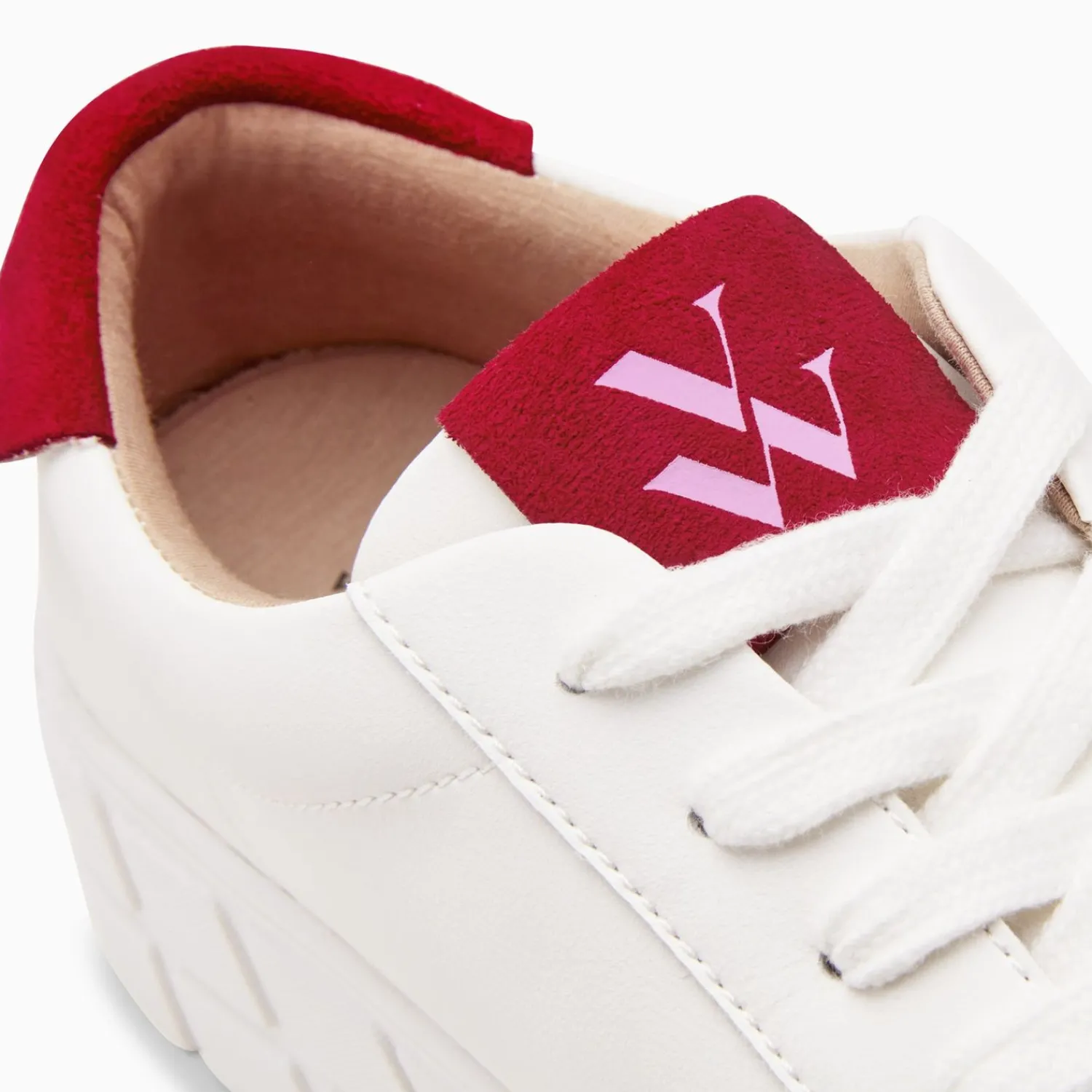 Vanessa Wu Sneakers>Baskets Meaghan Blanc Et Rouge A Plateforme