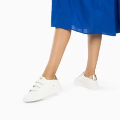 Vanessa Wu Sneakers>Baskets Mini Eclair Solange Blanc Et Or A Scratchs
