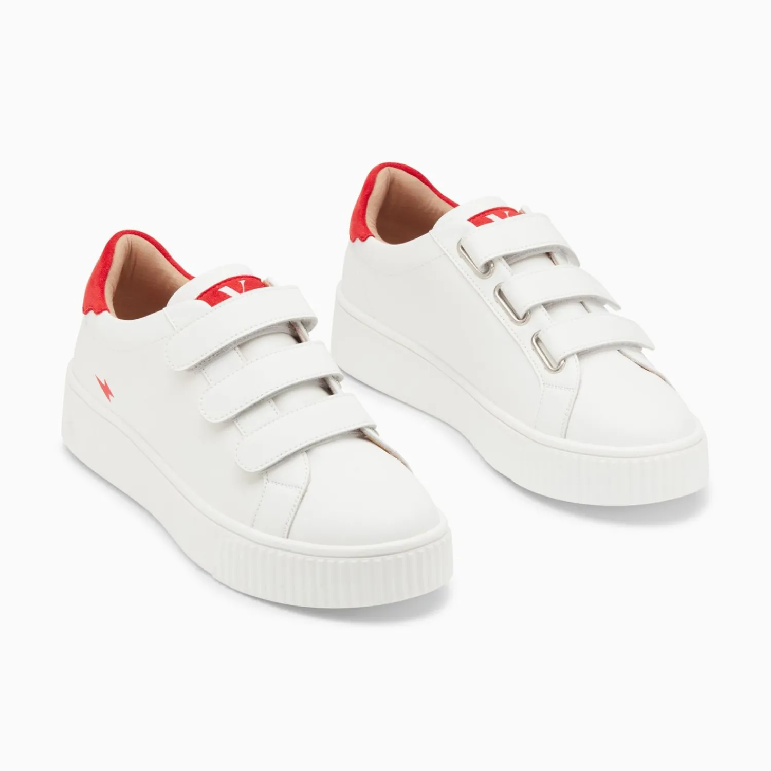 Vanessa Wu Sneakers>Baskets Mini Eclair Solange Blanc Et Rouge A Scratchs