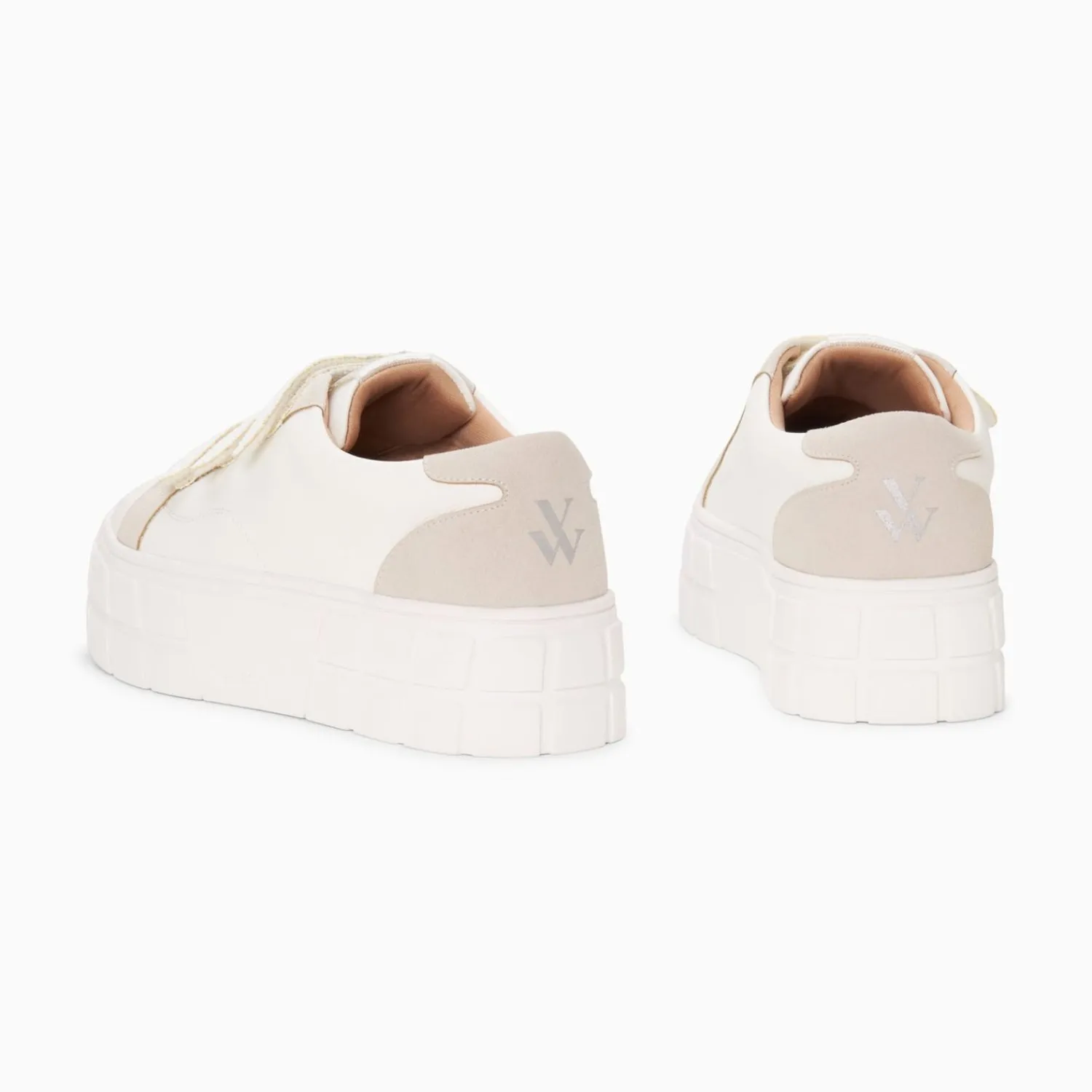 Vanessa Wu Sneakers>Baskets Monica Blanches A Scratchs Glitter Et Plateforme