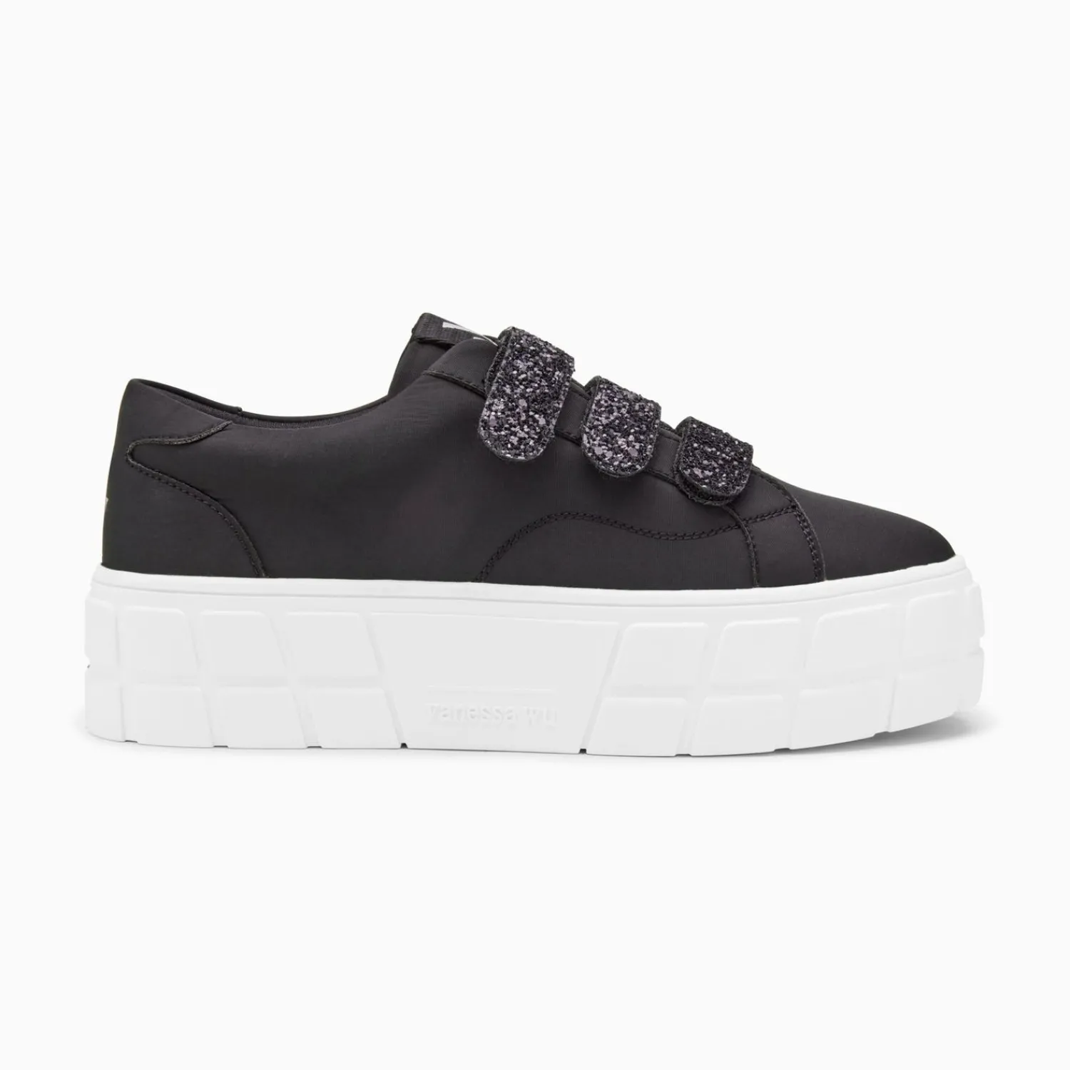 Vanessa Wu Sneakers>Baskets Monica Noires A Scratchs Glitter Et Plateforme