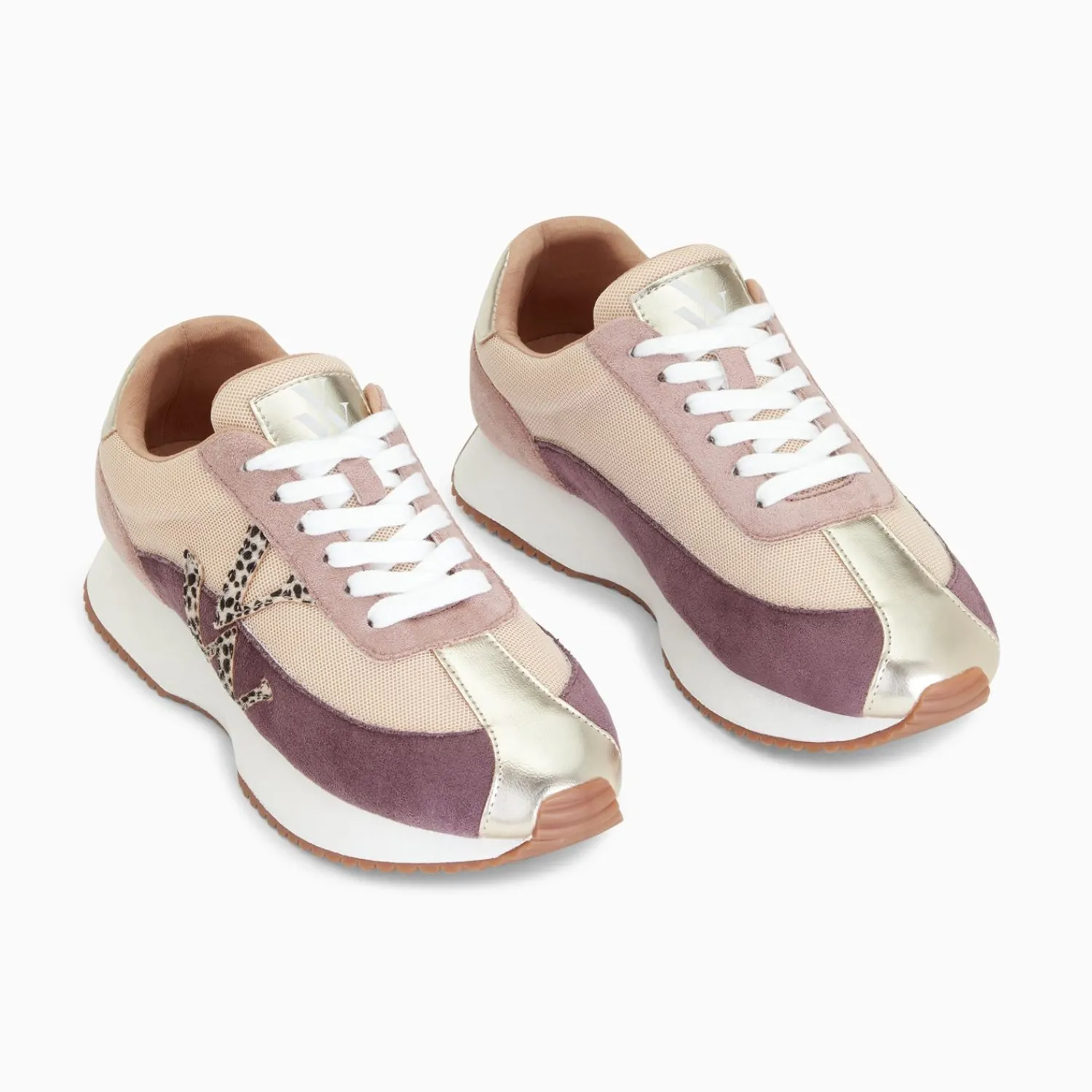 Vanessa Wu Sneakers>Baskets Monogramme Adelie Violet Et Beige A Semelle Running
