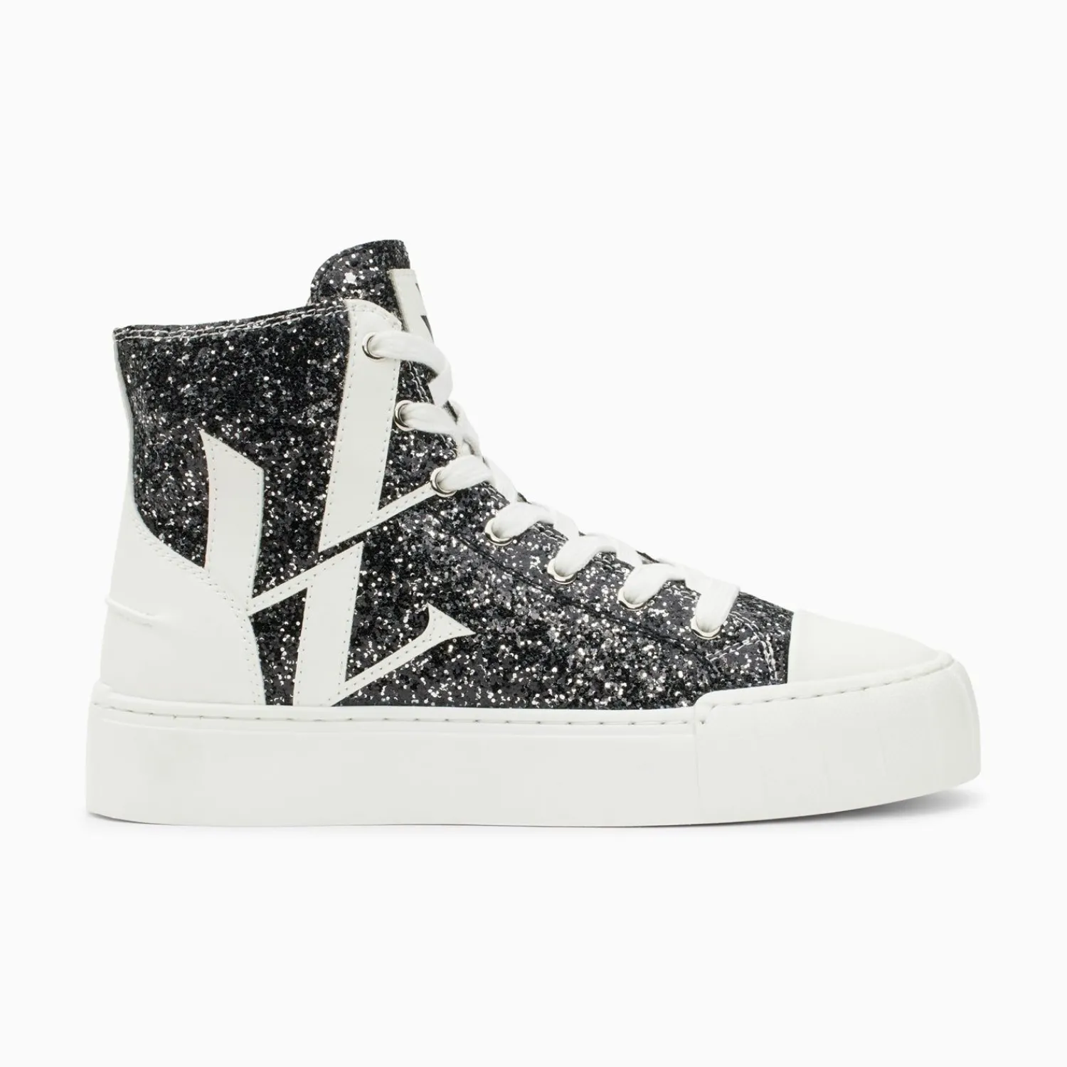 Vanessa Wu Sneakers>Baskets Monogramme Alix Montantes A Paillettes Noires