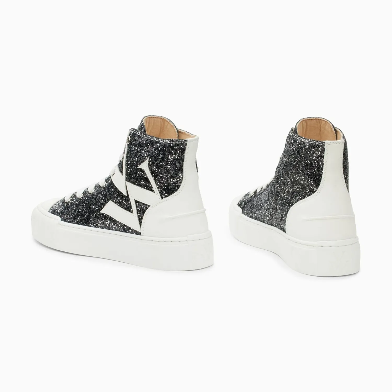 Vanessa Wu Sneakers>Baskets Monogramme Alix Montantes A Paillettes Noires
