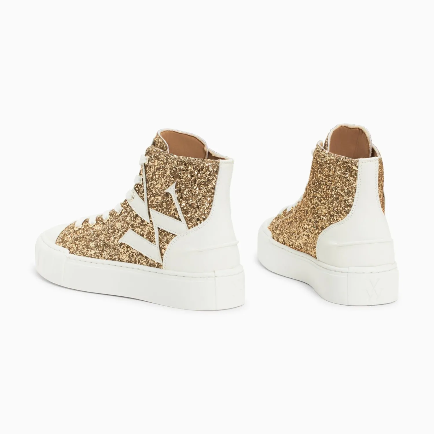 Vanessa Wu Sneakers>Baskets Monogramme Alix Montantes A Paillettes Or