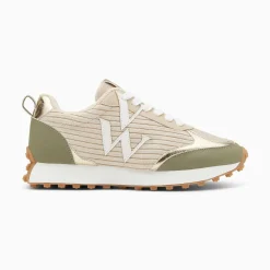Vanessa Wu Sneakers>Baskets Monogramme Athenais Beige Et Kaki A Semelle Running