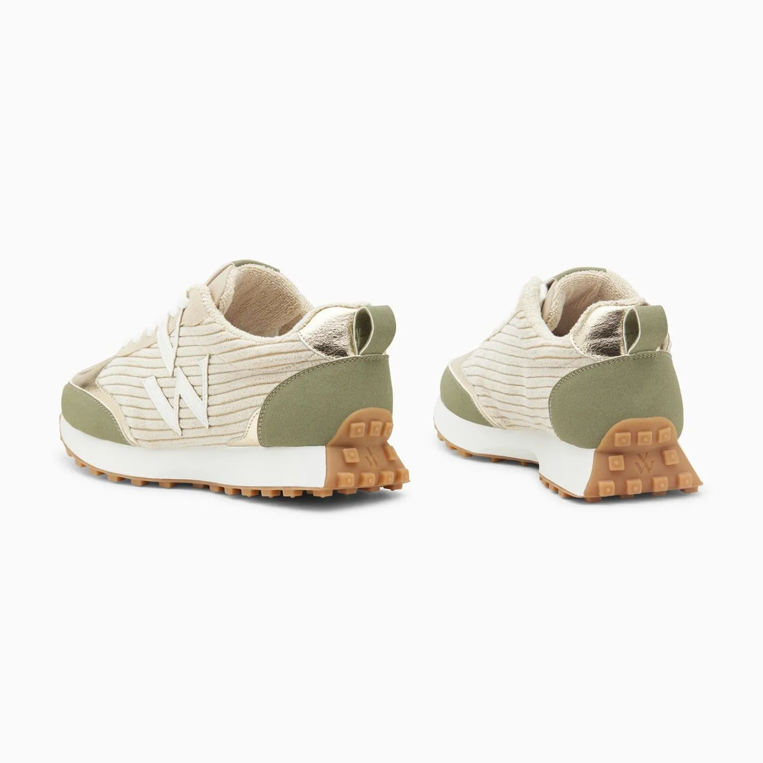 Vanessa Wu Sneakers>Baskets Monogramme Athenais Beige Et Kaki A Semelle Running