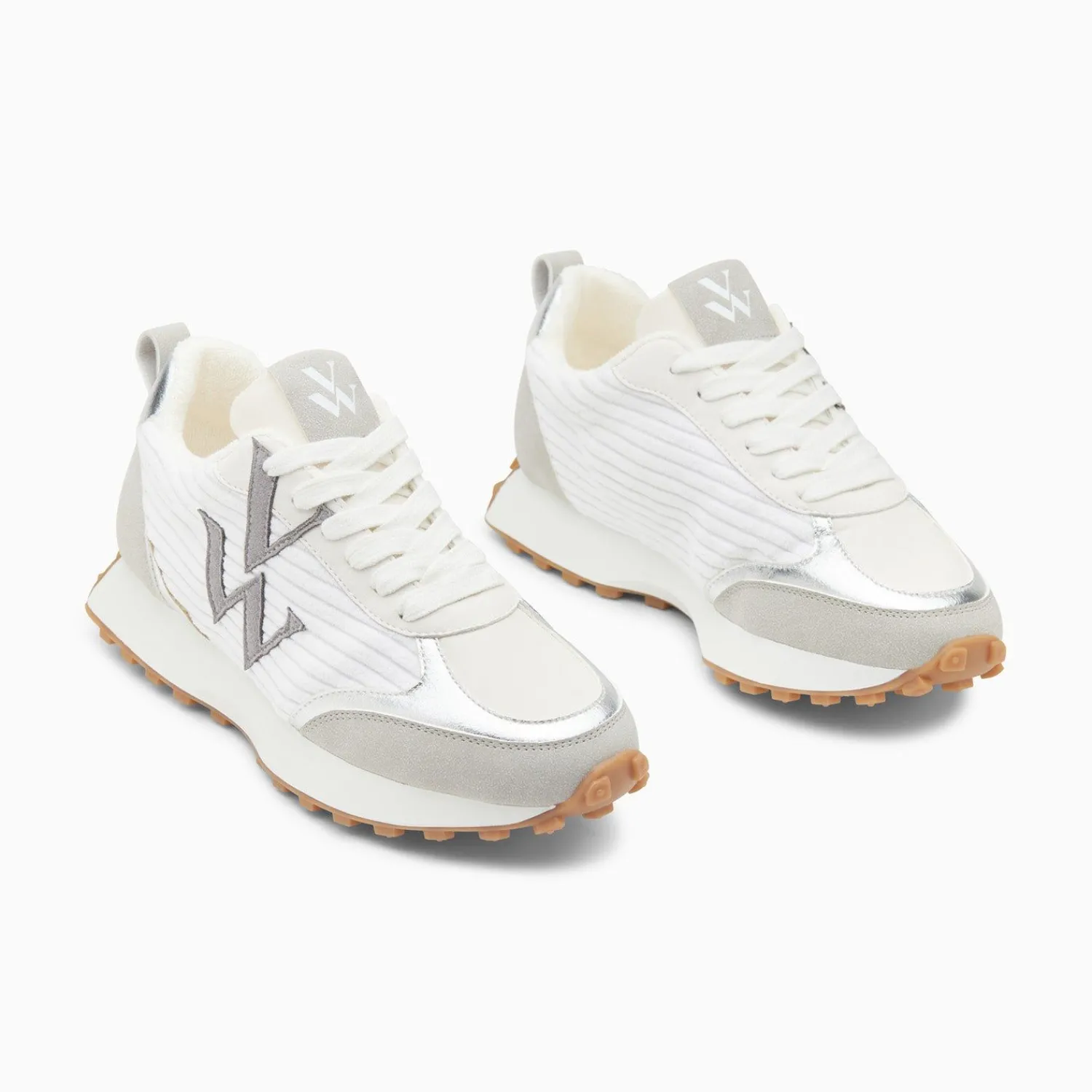 Vanessa Wu Sneakers>Baskets Monogramme Athenais Blanc Et Gris A Semelle Running