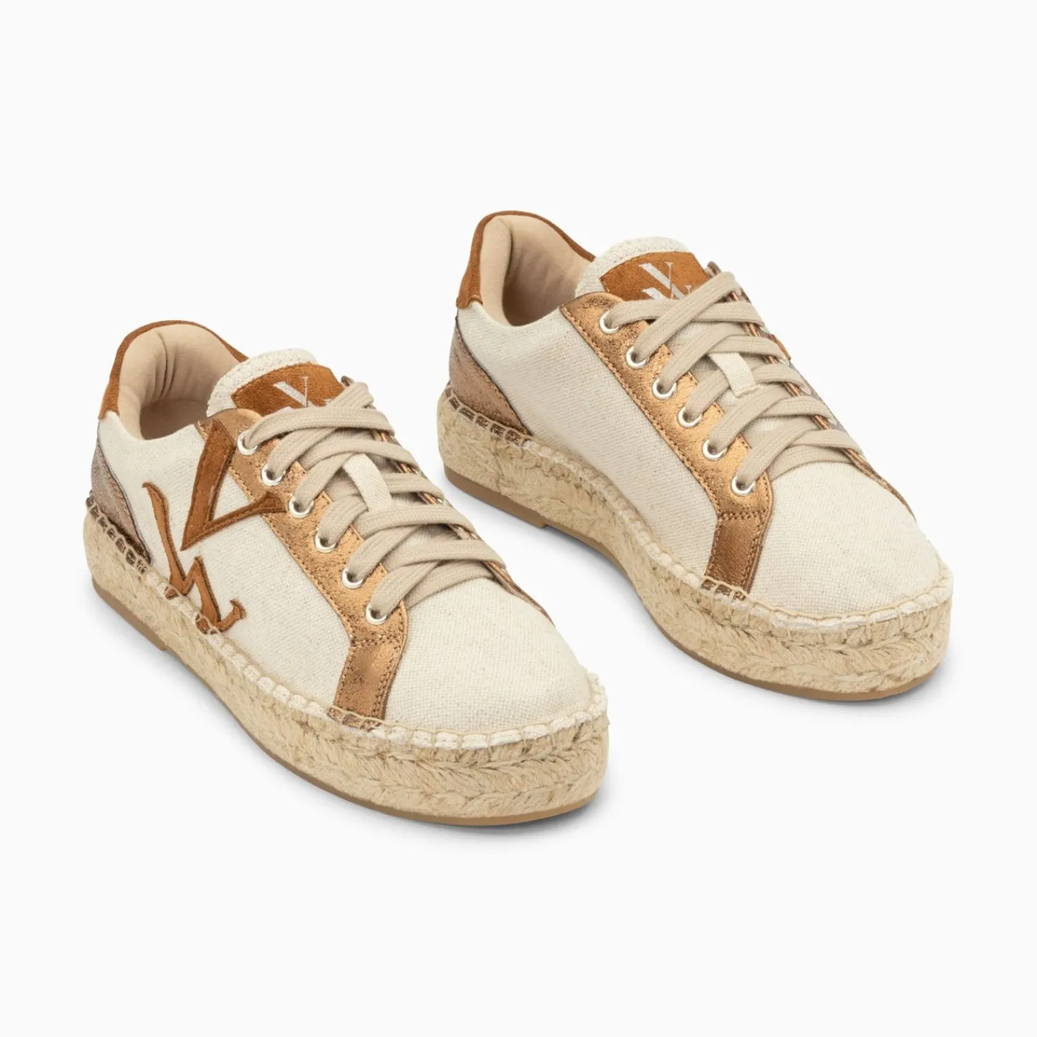 Vanessa Wu Sneakers>Baskets Monogramme Aurore Cafe Et Bronze A Semelle Espadrille