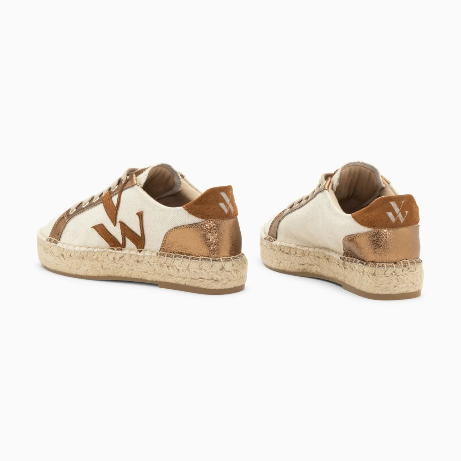 Vanessa Wu Sneakers>Baskets Monogramme Aurore Cafe Et Bronze A Semelle Espadrille