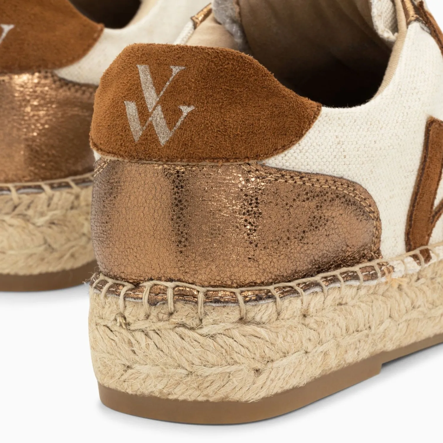 Vanessa Wu Sneakers>Baskets Monogramme Aurore Cafe Et Bronze A Semelle Espadrille