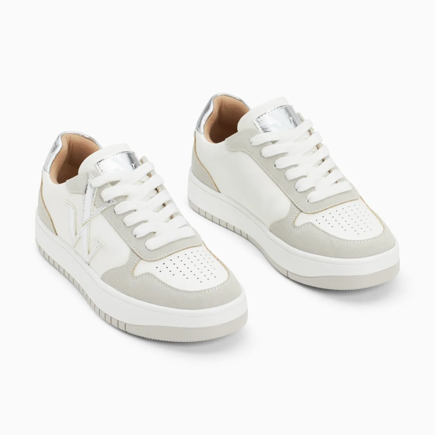 Vanessa Wu Sneakers>Baskets Monogramme Calie Blanc Et Gris