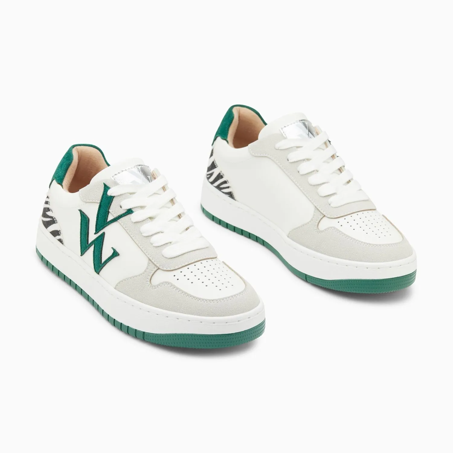 Vanessa Wu Sneakers>Baskets Monogramme Esmee Blanc Et Vert