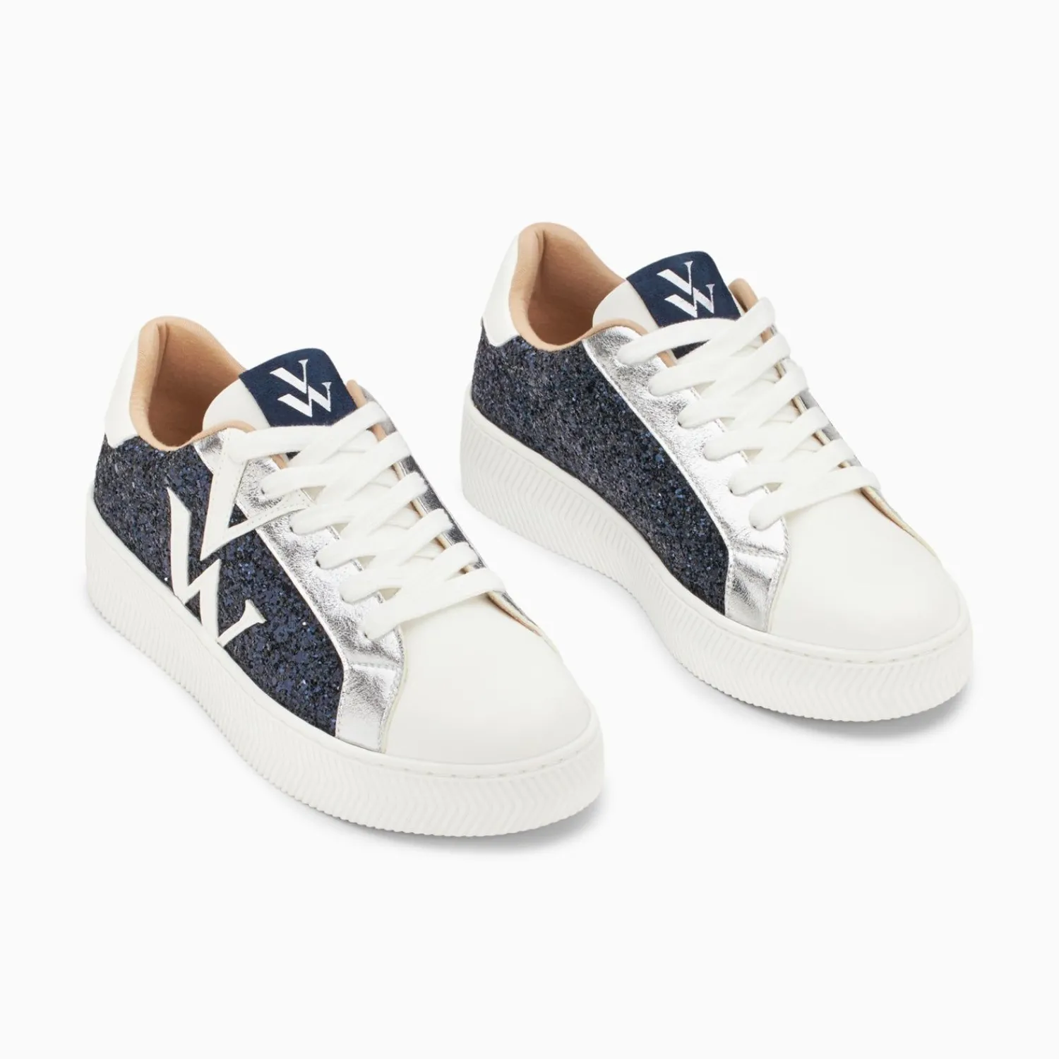 Vanessa Wu Sneakers>Baskets Monogramme Estelle A Paillettes Bleues