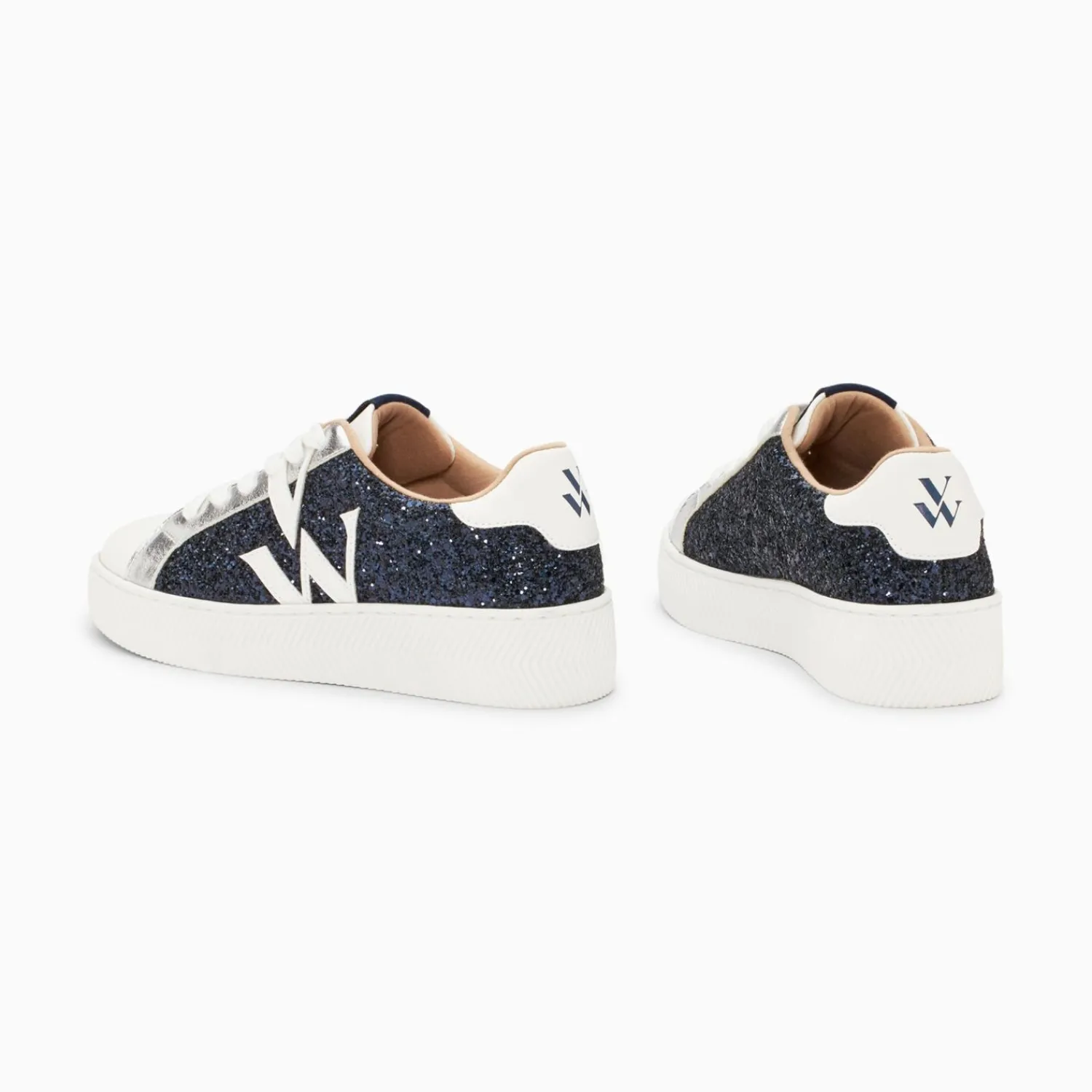 Vanessa Wu Sneakers>Baskets Monogramme Estelle A Paillettes Bleues