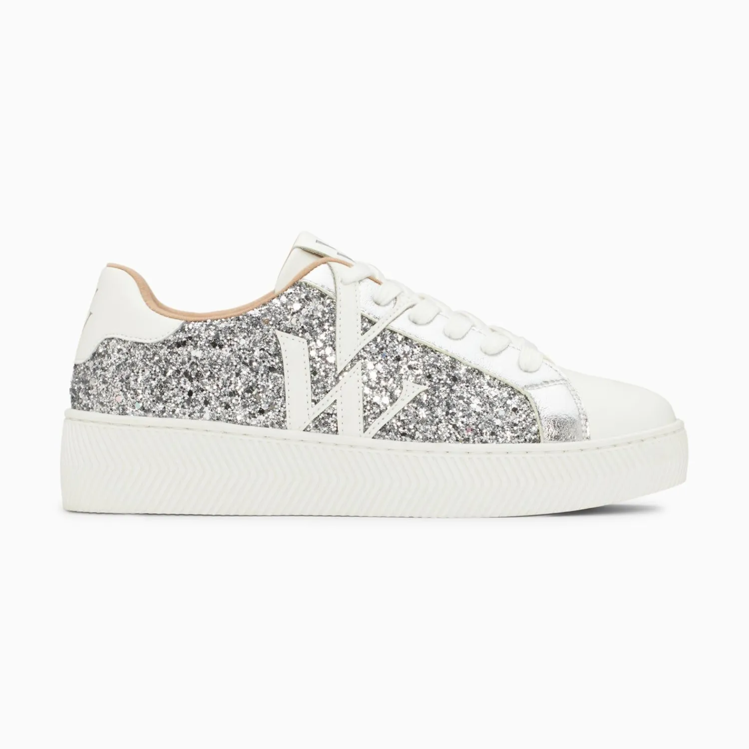 Vanessa Wu Sneakers>Baskets Monogramme Estelle A Paillettes Argent