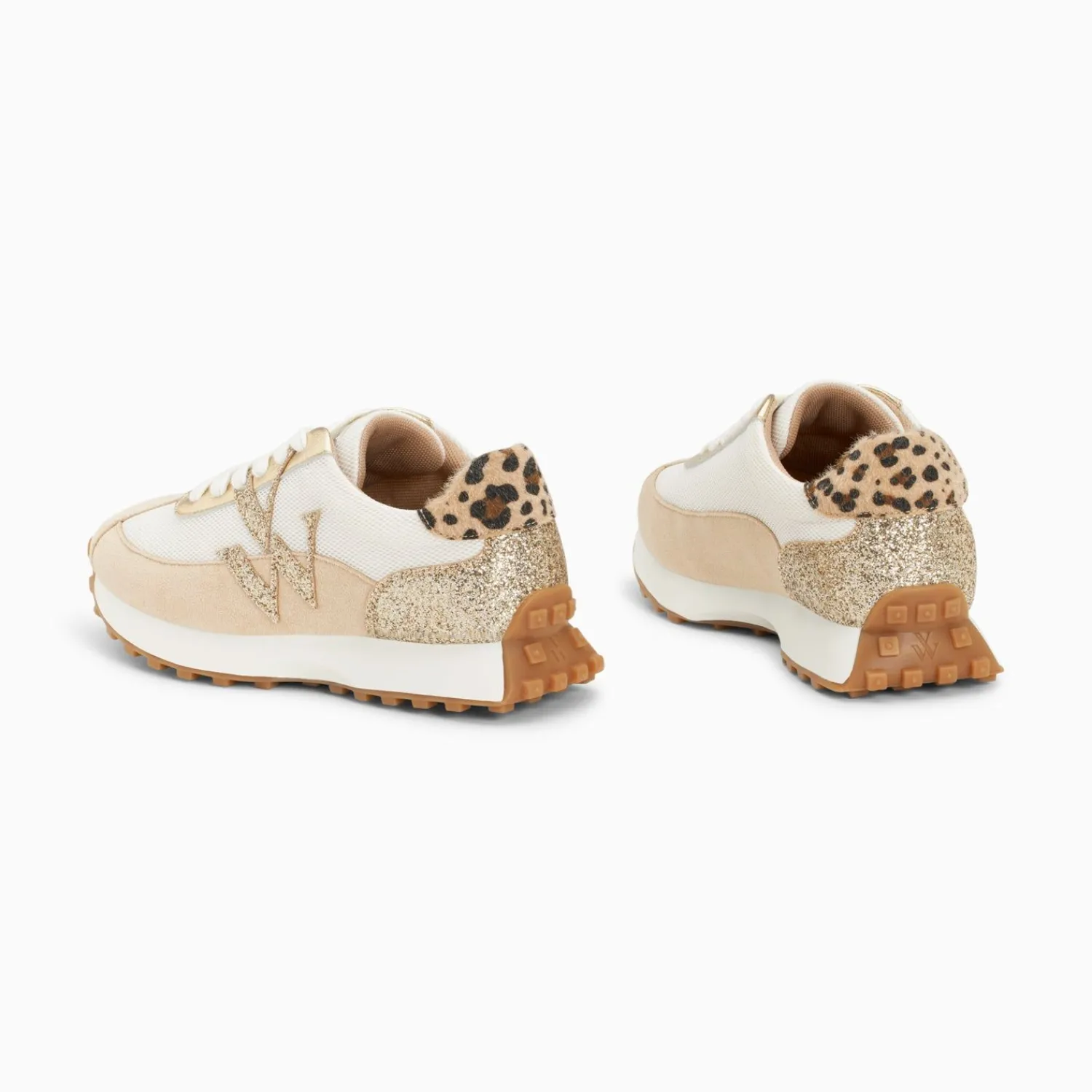 Vanessa Wu Sneakers>Baskets Monogramme Faustine Ivoire Et Beige A Semelle Running