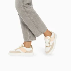 Vanessa Wu Sneakers>Baskets Monogramme Flavie Perforees Gris Et Rose A Lacets