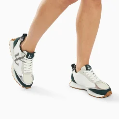 Vanessa Wu Sneakers>Baskets Monogramme Grace Blanc Et Vert A Semelle Running