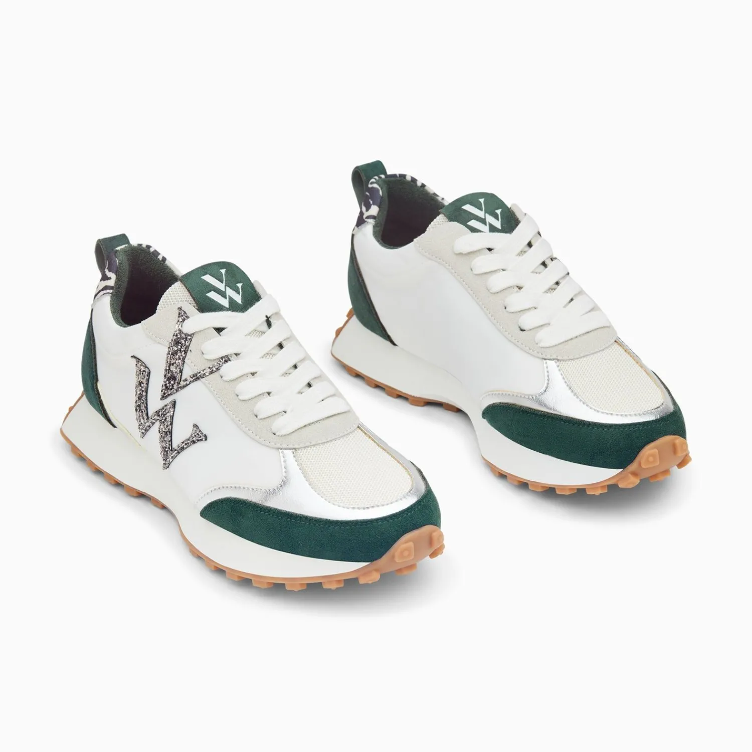 Vanessa Wu Sneakers>Baskets Monogramme Grace Blanc Et Vert A Semelle Running